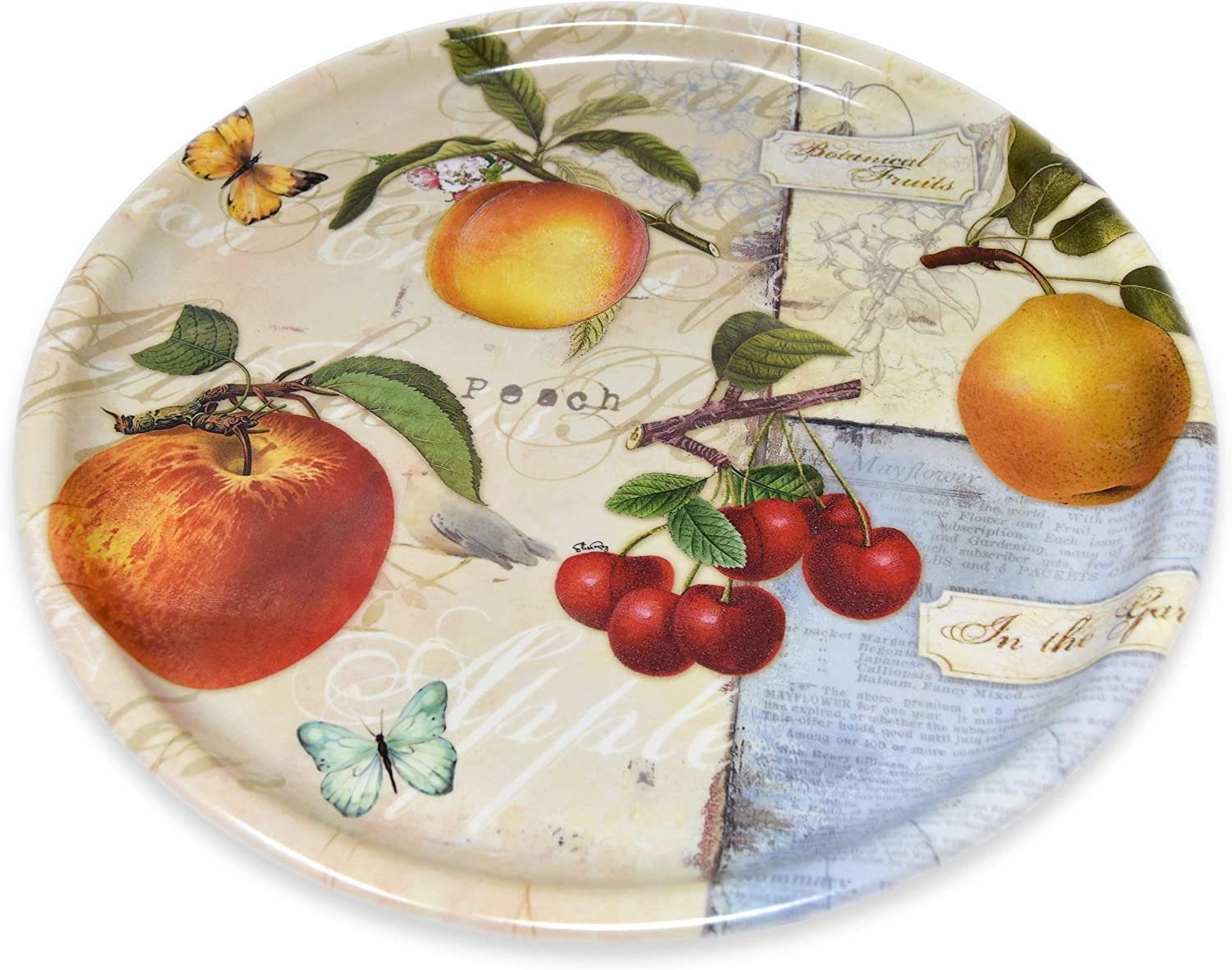 beige Apfelgarten, 40 italienisches (1-tlg., Lashuma Tablett Kunststoff, Serviertablett cm), rund