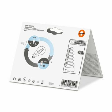 Ledvance LED-Leuchtmittel Osram LED E27 A60 Filament Klar 6.5W =60W Neutralweiß Tageslichtsensor, E27, Neutralweiß