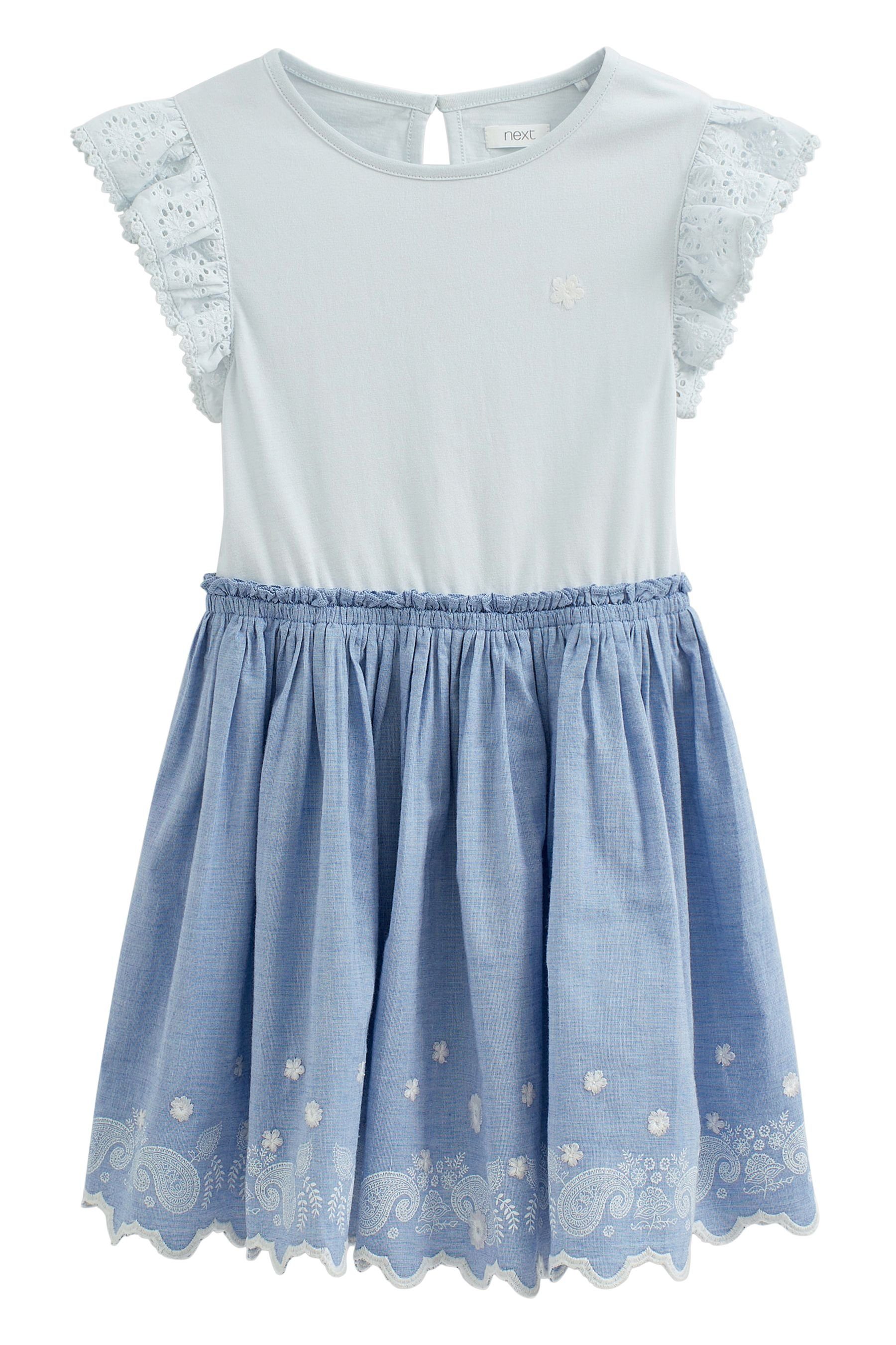 Next 2-in-1-Kleid Kleid mit Rock (1-tlg) Blue Floral Embroidered