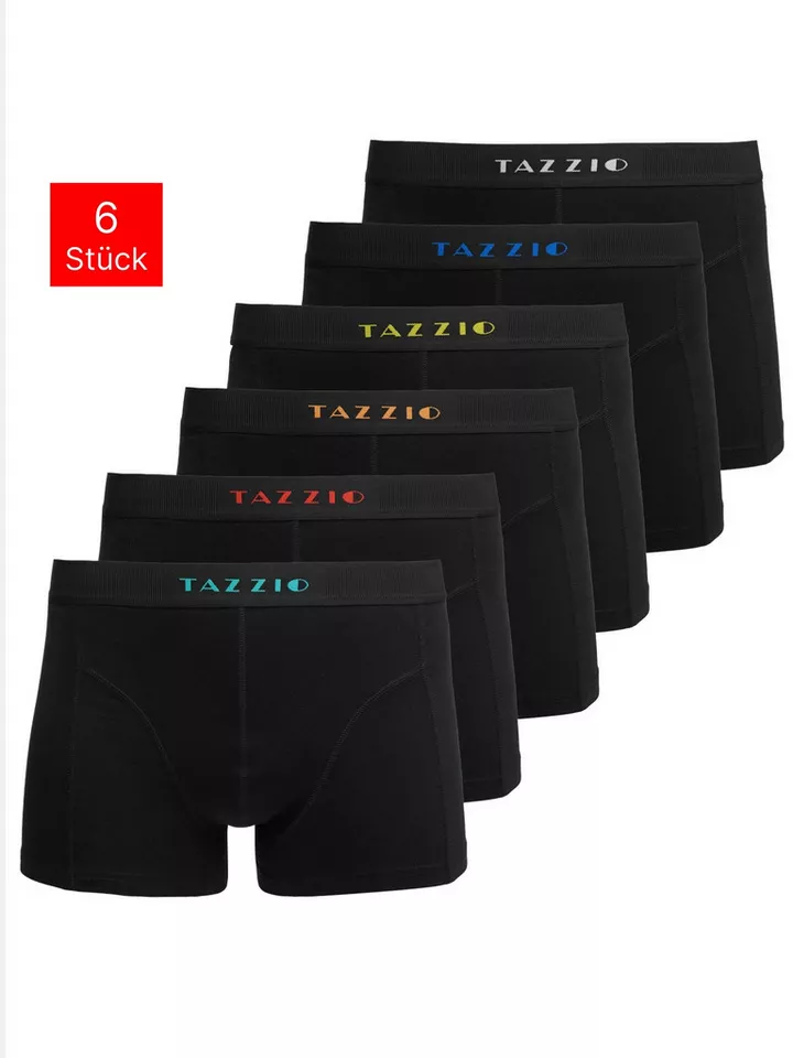Tazzio Boxershorts 6er Pack BS1005 (Packung, 6-St., 6er-Pack) mit Logoschriftzug am Bund