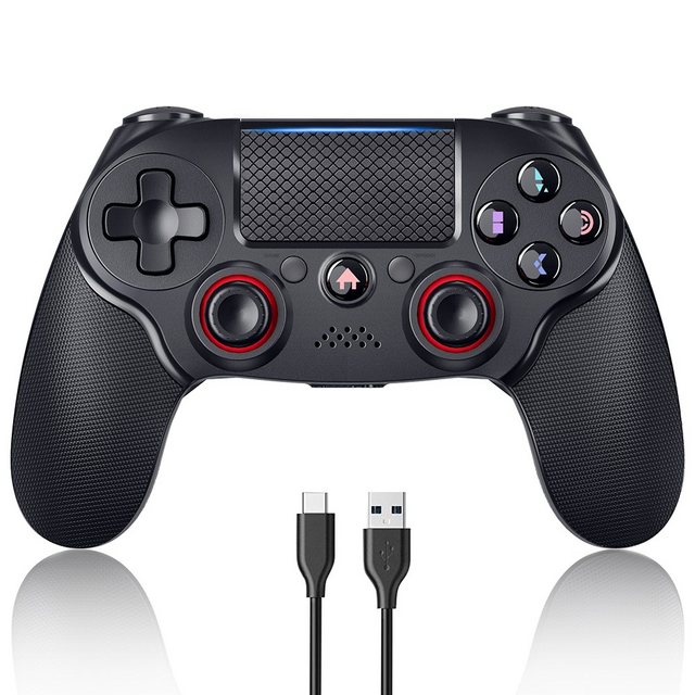 - Gamepad (PS4 Controller, Wireless Pro Game Controller für PlayStation 4, kompatibel mit PS4/PS4 Slim, verbesserte Dual-Vibration/Analog-Joystick/6-Achsen-Bewegungssensor)