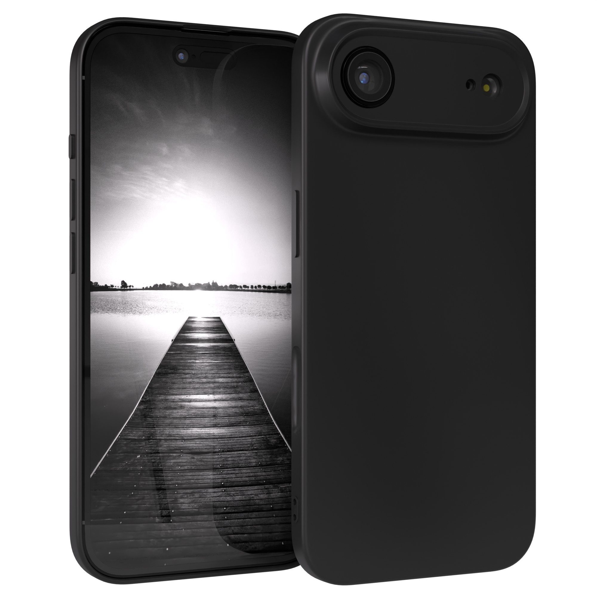 EAZY CASE Handyhülle für Apple iPhone Air Hülle Silikon 6,5 Zoll, Silikon Schutzhülle mit Kameraschutz kratzfest Back Cover Etui Schwarz