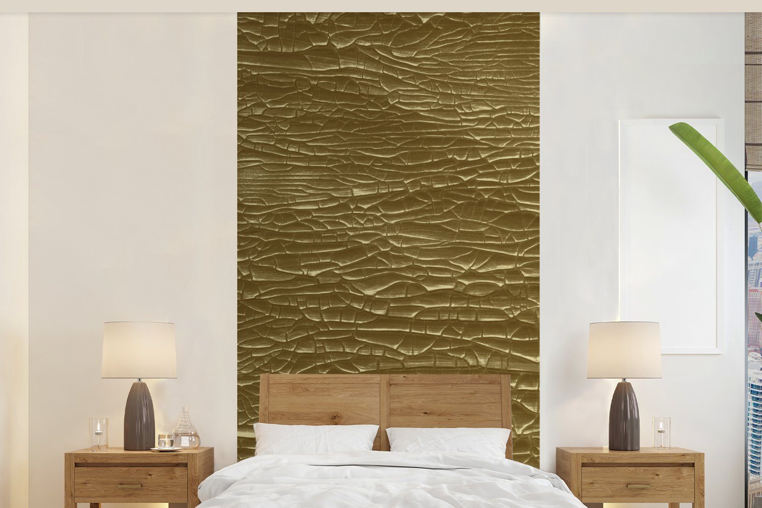 MuchoWow Fototapete Gold - Blattgold - Luxus, Matt, bedruckt, (2 St), Vliestapete für Wohnzimmer Schlafzimmer Küche, Fototapete