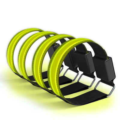 EAZY CASE Fahrradreflektor 4er Set Reflektor Flash Armband, Reflektierendes Armband Reflektorbänder Joggen Armband leuchtend Gelb