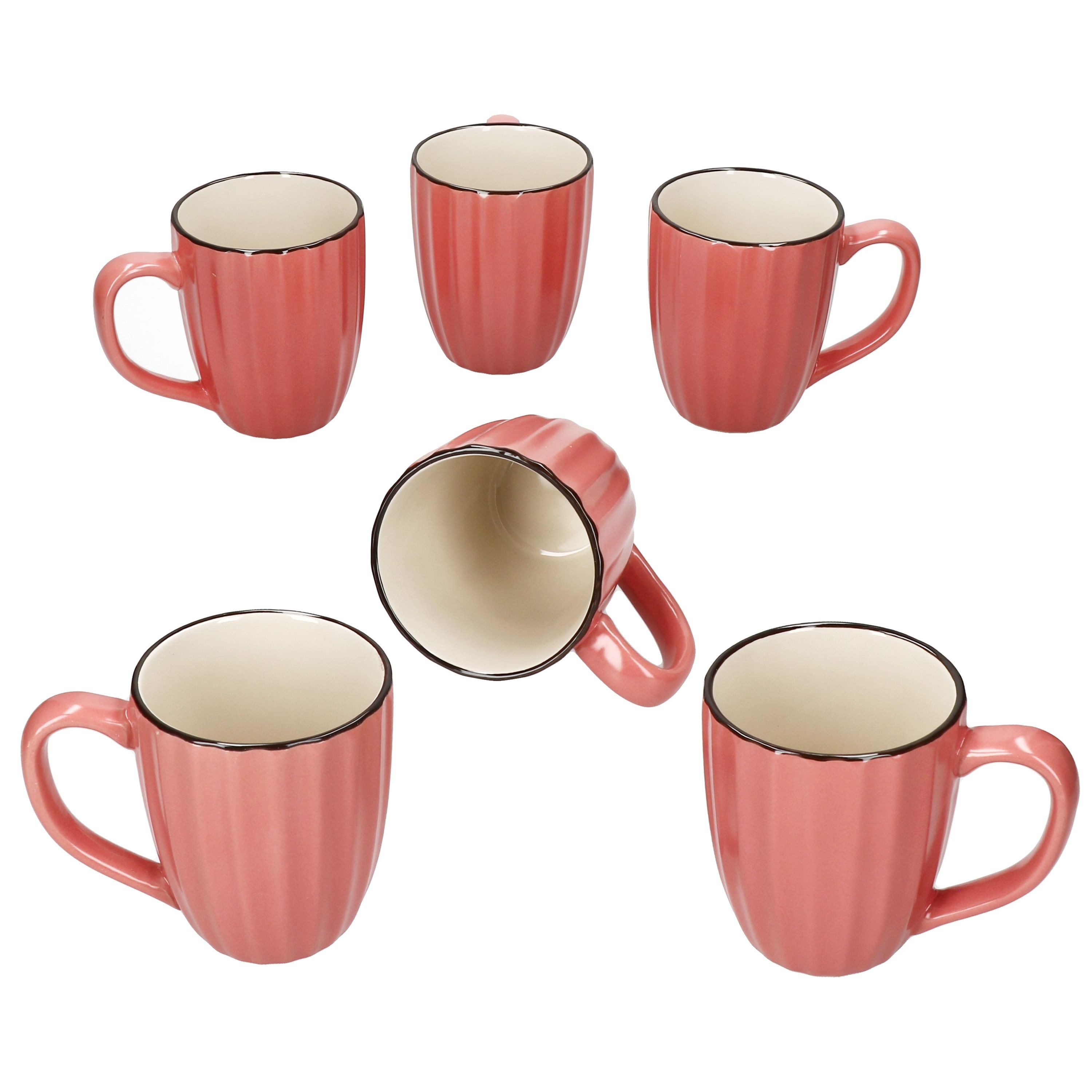 MÄSER Tasse Mäser OSITA Rose Weiß 6x Kaffeebecher 300ml rosa Steingut-Tassen, Steingut