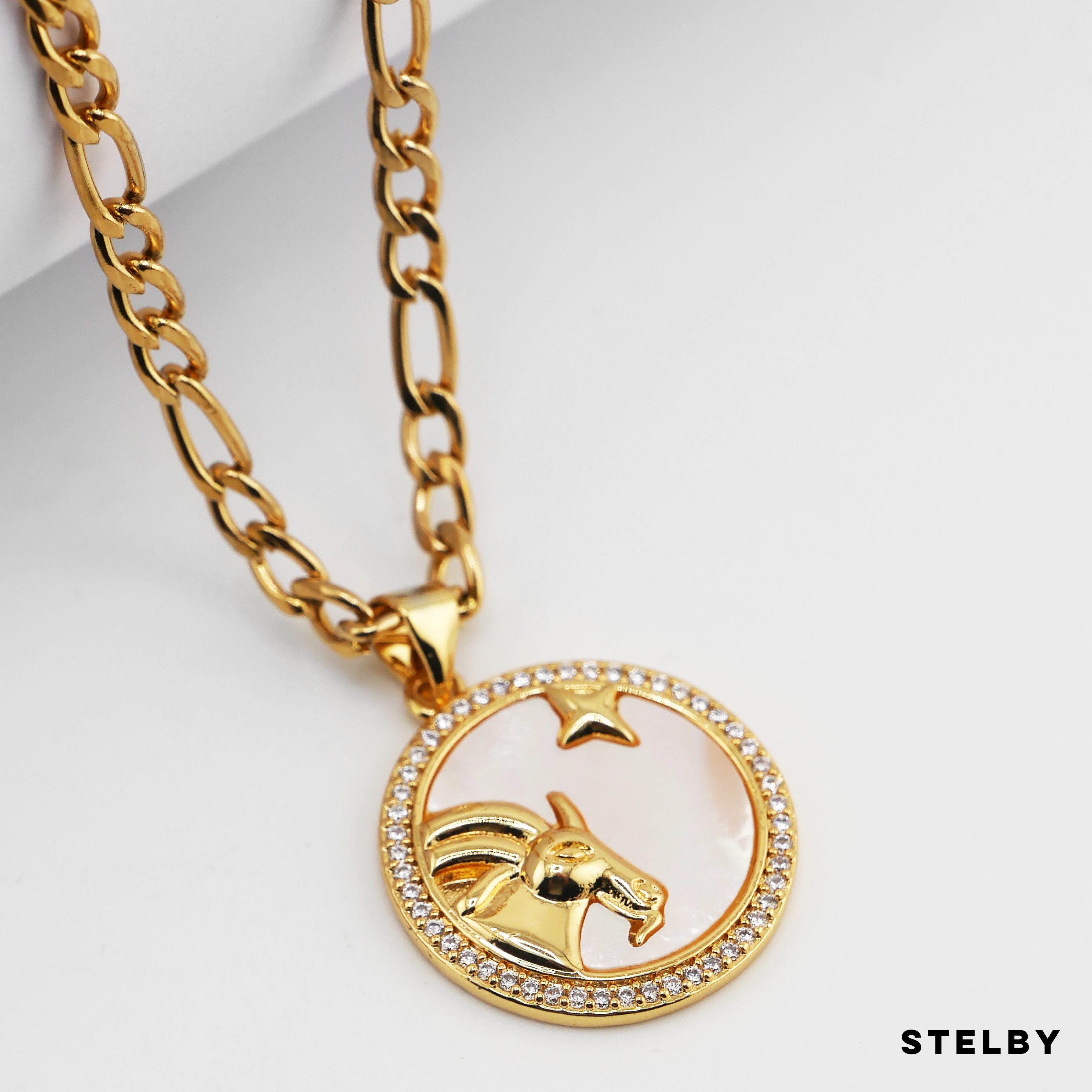 Stelby Kette mit Anhänger Sternzeichen Steinbock Halskette vergoldet - Schm günstig online kaufen