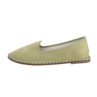 Ital-Design Damen Schlupfschuhe Freizeit Slipper Flach Slipper in Grün