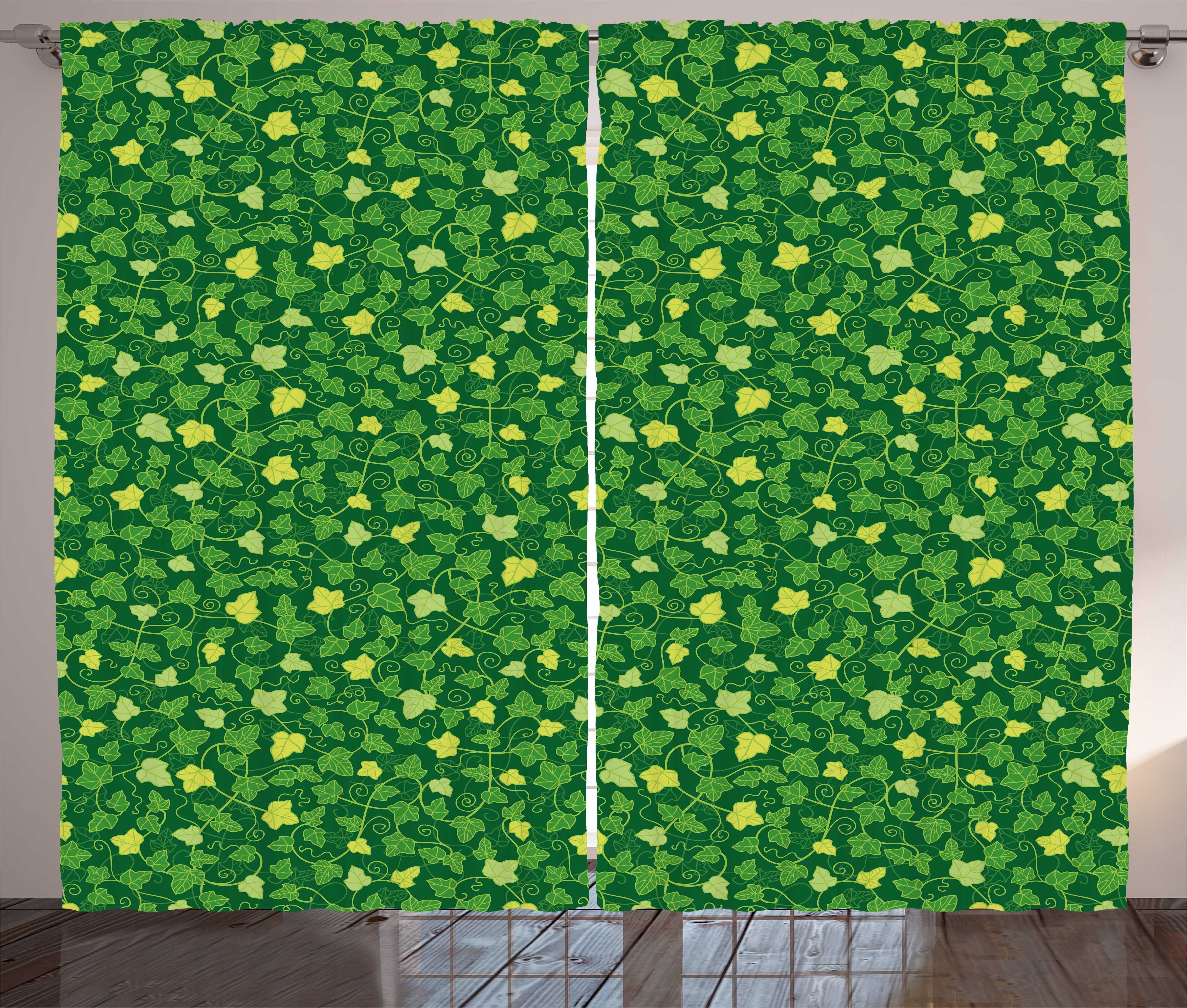 Schlaufen Haken, Gardine Ivy mit Green Pflanzen Abstract Kräuselband und Abakuhaus, Vorhang Schlafzimmer Cartoon