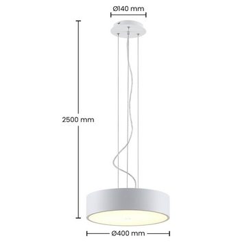 Arcchio LED-Hängeleuchte Noabelle, dimmbar, LED-Leuchtmittel fest verbaut, Farbwechsel warmweiß / tageslicht, Modern, Metall, Acryl, weiß, 1 flammig, inkl. Leuchtmittel