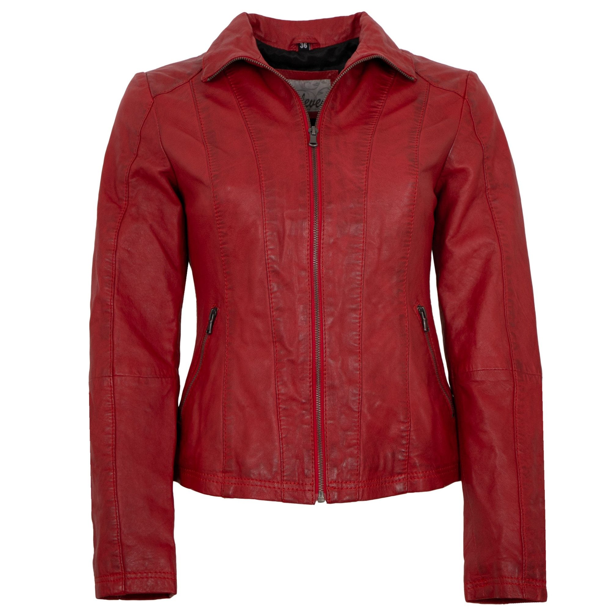 7eleven Lederjacke Ally 7eleven - Damen Lederjacke Lammnappa rot