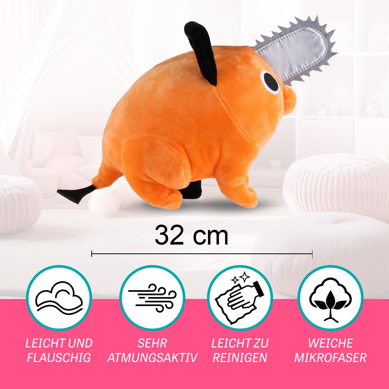 Play by Play Plüschfigur Chainsaw Man Pochita Plüschtier Stofftier Plüsch Figur 32cm