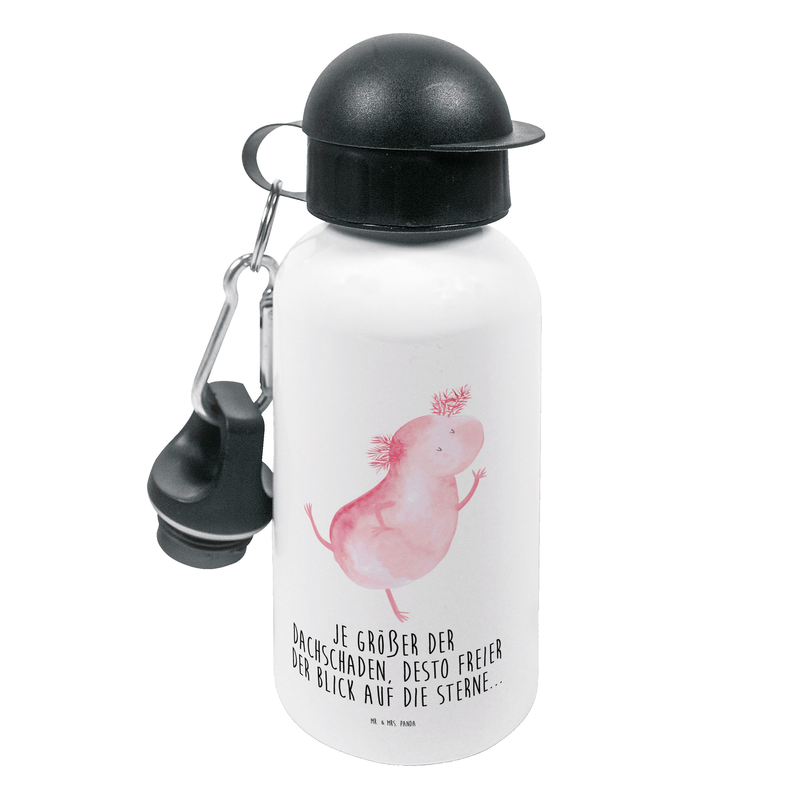 Mr. & Mrs. Panda Trinkflasche Axolotl tanzt - Weiß - Geschenk, Mädchen, Flasche, Schwanzlurch, Kind