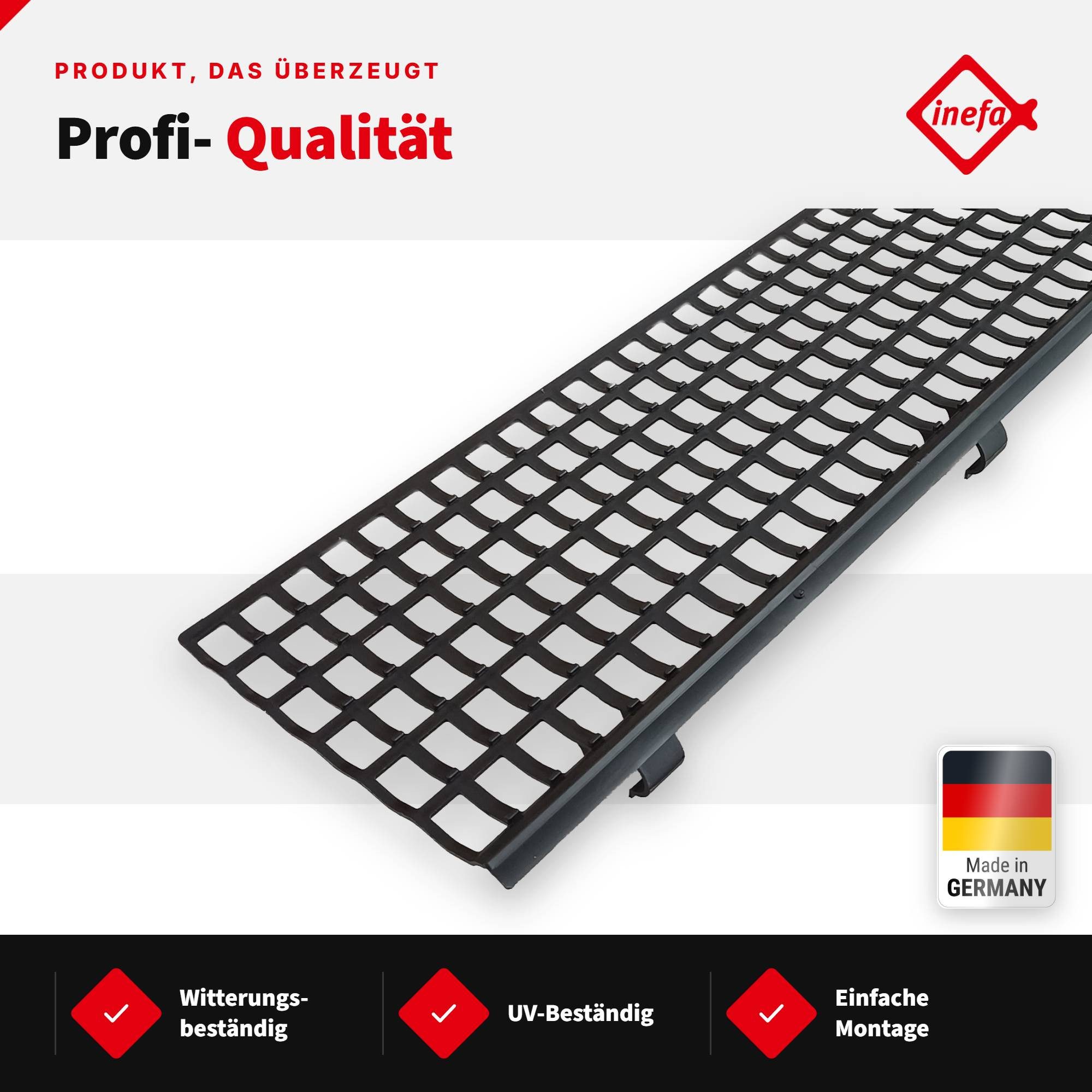 INEFA Dachrinne Laubfangstreifen Dachrinnen Laubschutz NW 100-150 (100-160mm), 100cm. 1 Stk., Dachrinnenschutz, Dachrinnenabdeckung Made in Germany – Bild 3 von 5