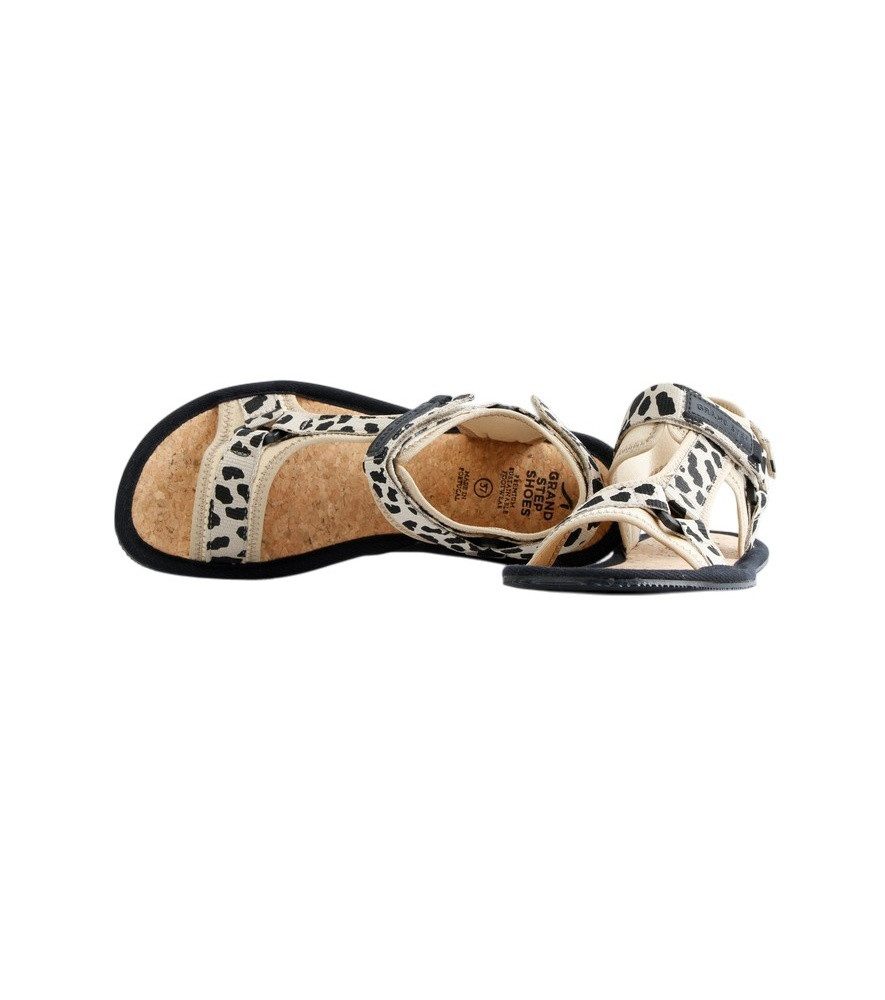 Grand Step Shoes Trekking Barefoot Animal Camel Animal beige/schwarz Damen Sandale