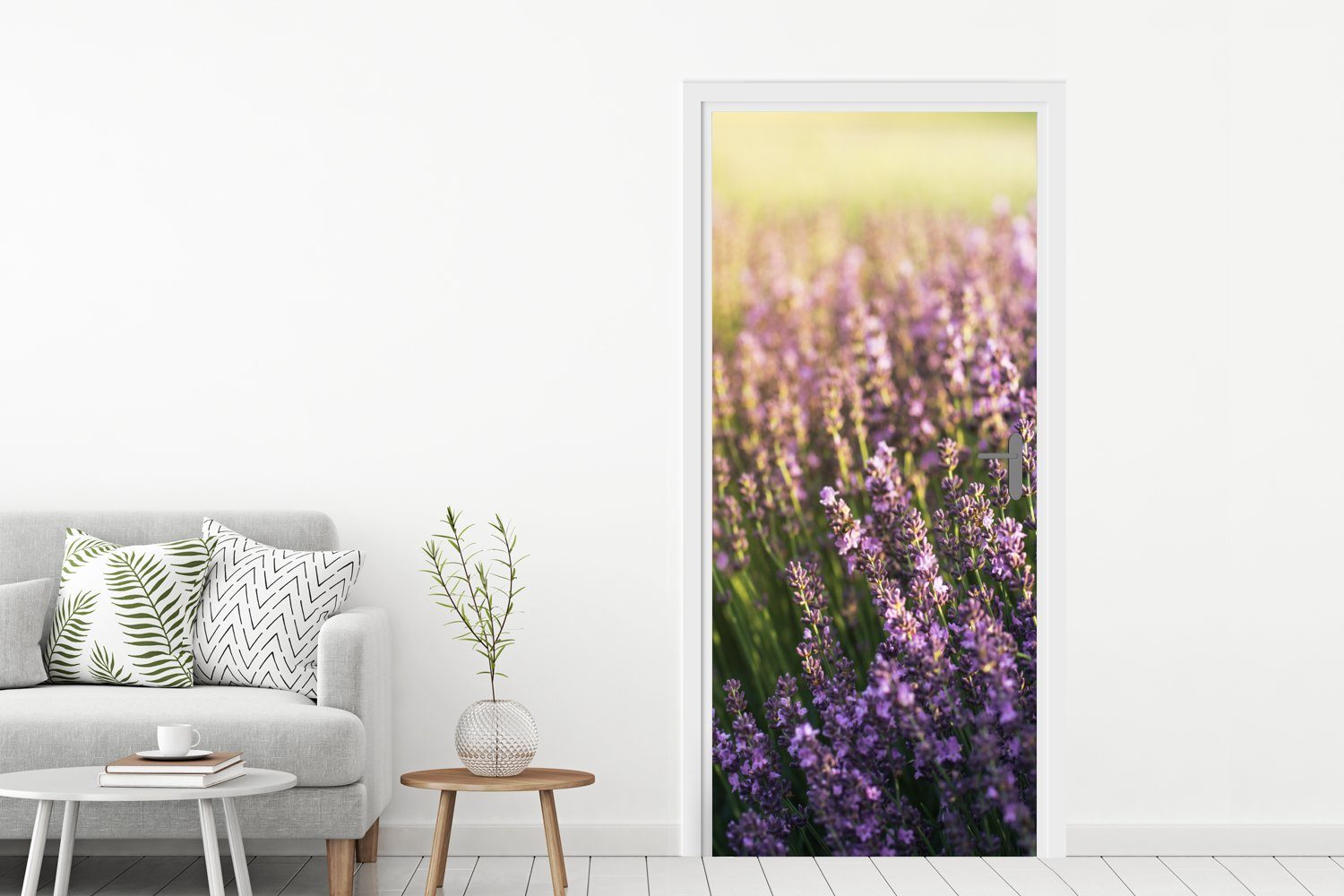 MuchoWow Türtapete Lavendel auf einem cm Matt, bedruckt, Tür, Fototapete (1 Feld, Türaufkleber, für St), 75x205
