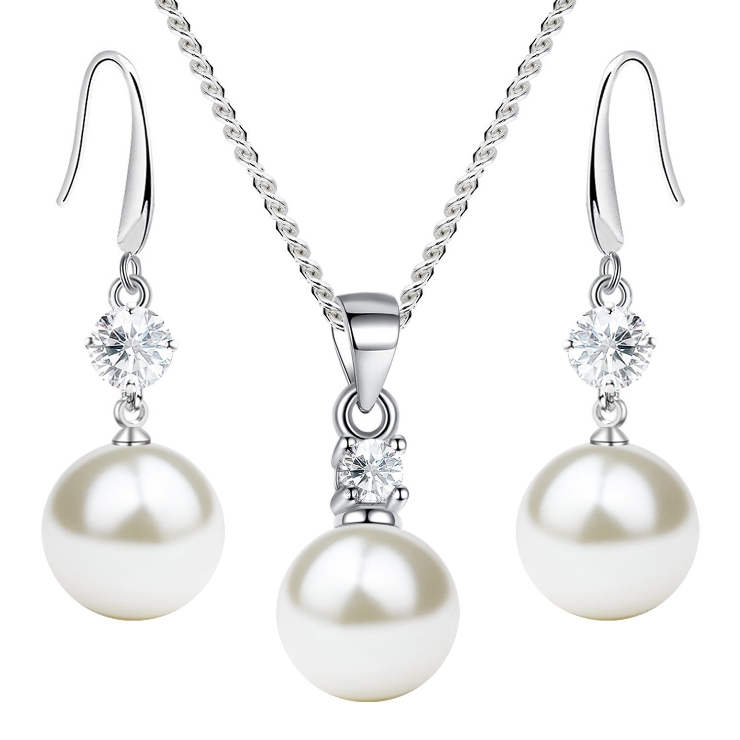 LÖB Ohrring und Ketten Set 925 Silber versilbert Halskette Ohrringe Hängend günstig online kaufen