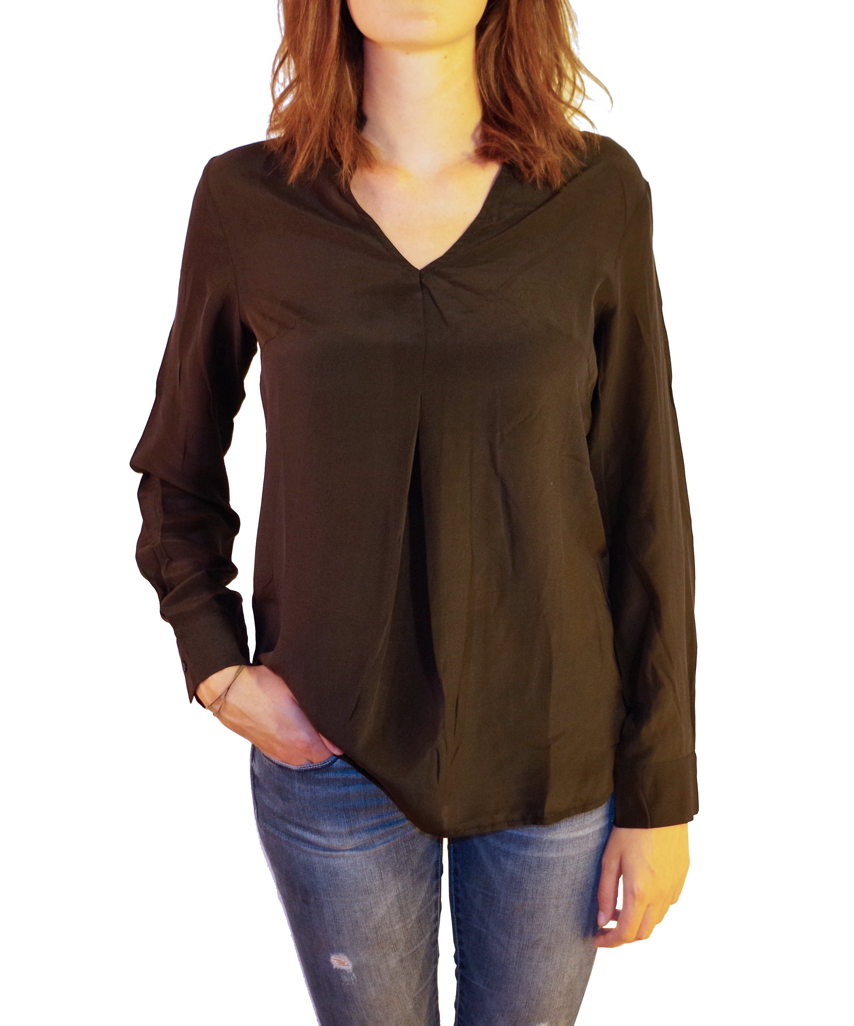 100% schwarz aus Posh Gear Bluse Seide Piuseta Damen Seidenbluse