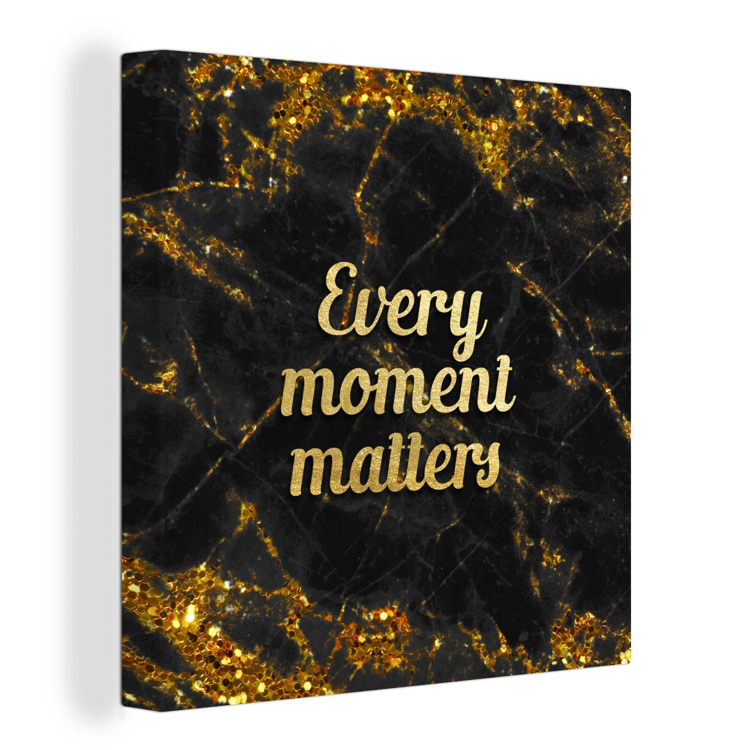 OneMillionCanvasses® Leinwandbild Zitat - Gold Glitter - für Wohnzimmer St), (1 - Schlafzimmer Leinwand Marmor, Bilder