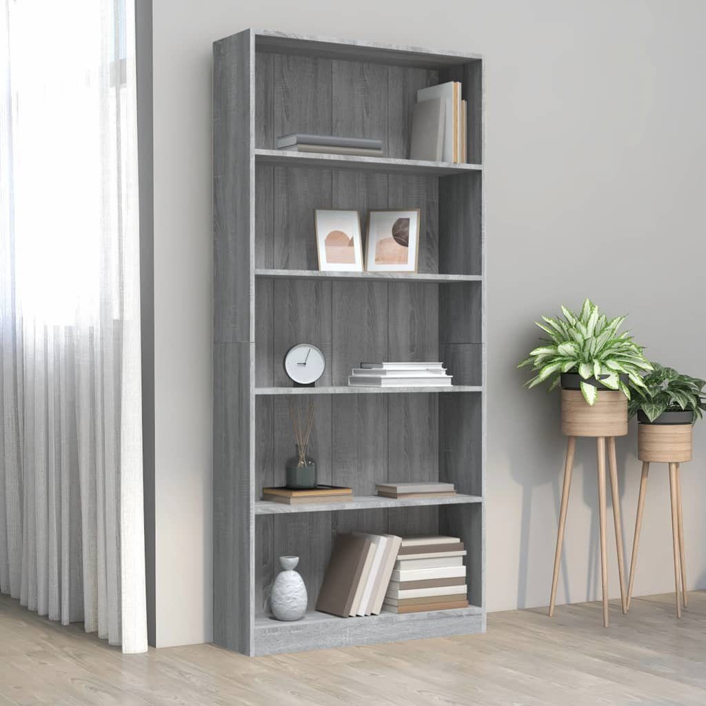 Fächer Bücherregal Sonoma-Eiche Holzwerkstoff Grau 5 80x24x175 furnicato