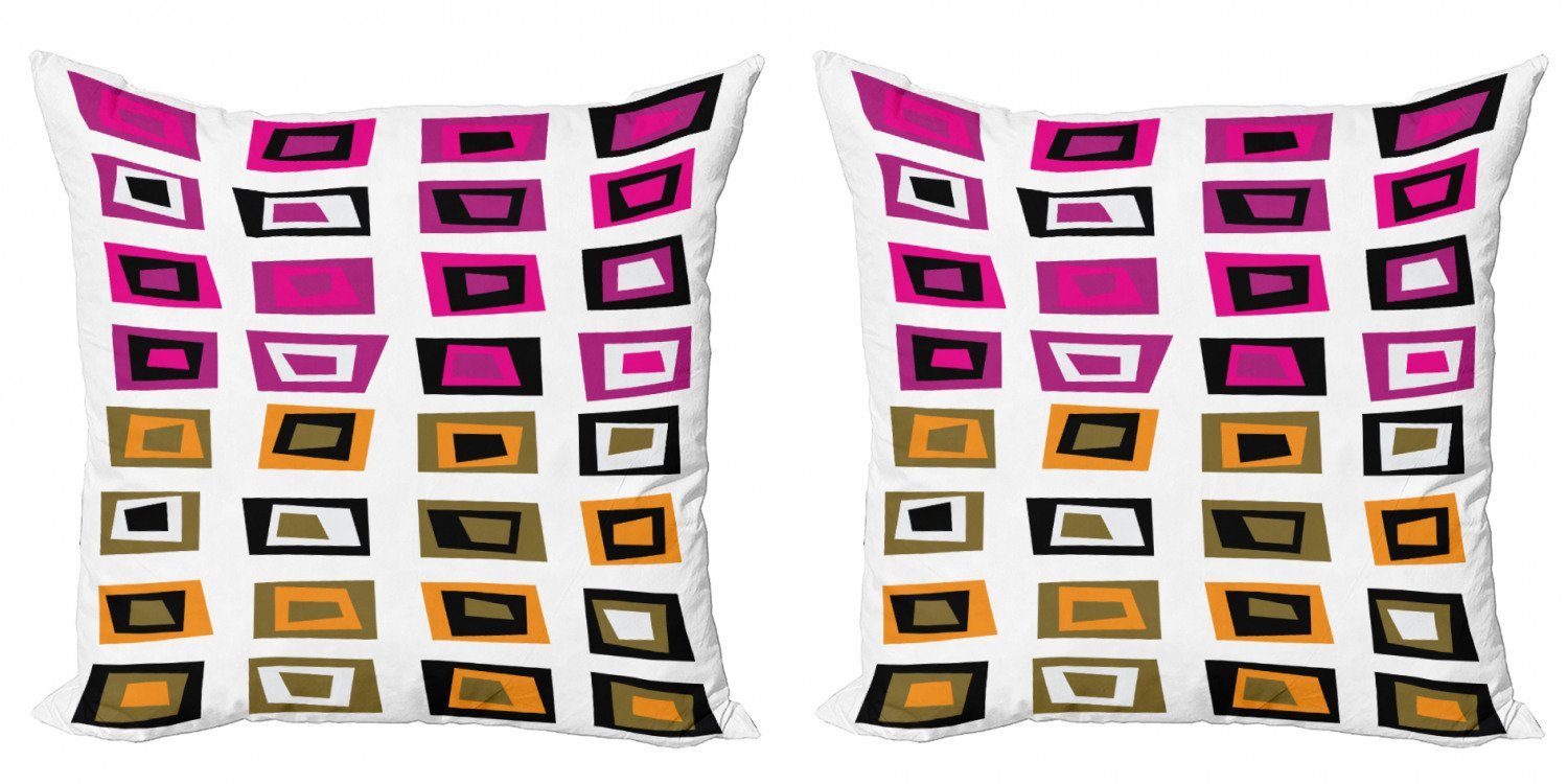 Abakuhaus Doppelseitiger Modern Digitaldruck, (2 Accent Kissenbezüge Stück), Retro Abstract 60s Squares