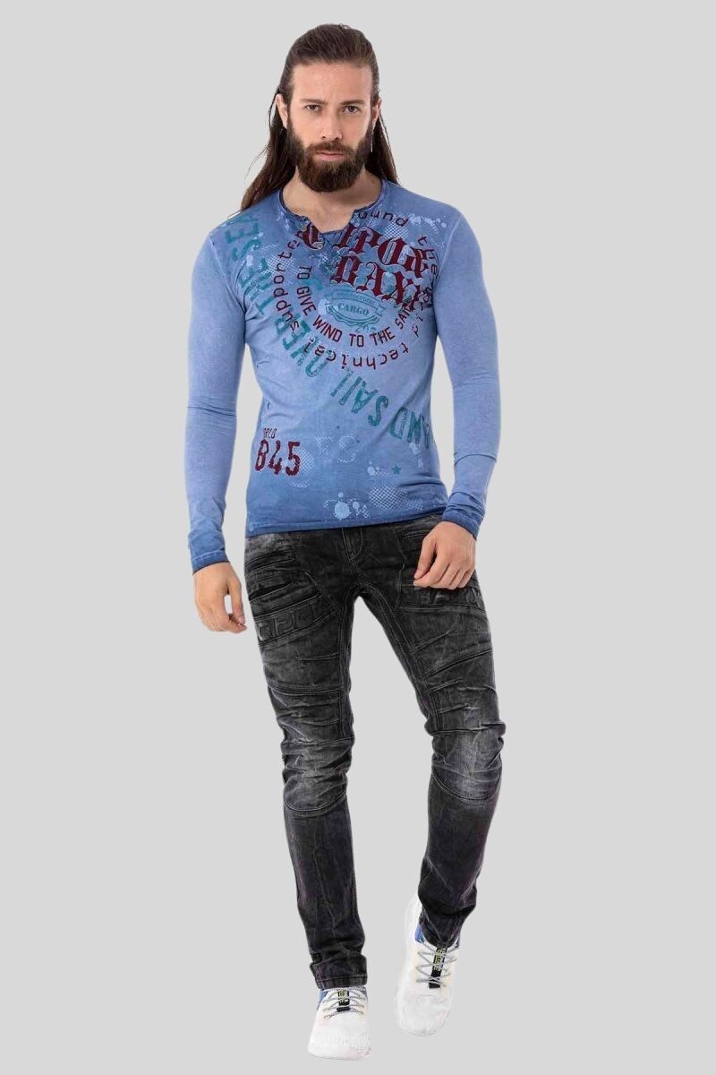 Cipo & Baxx T-Shirt Sweatshirts mit Knopfleiste am Ausschnitt günstig online kaufen