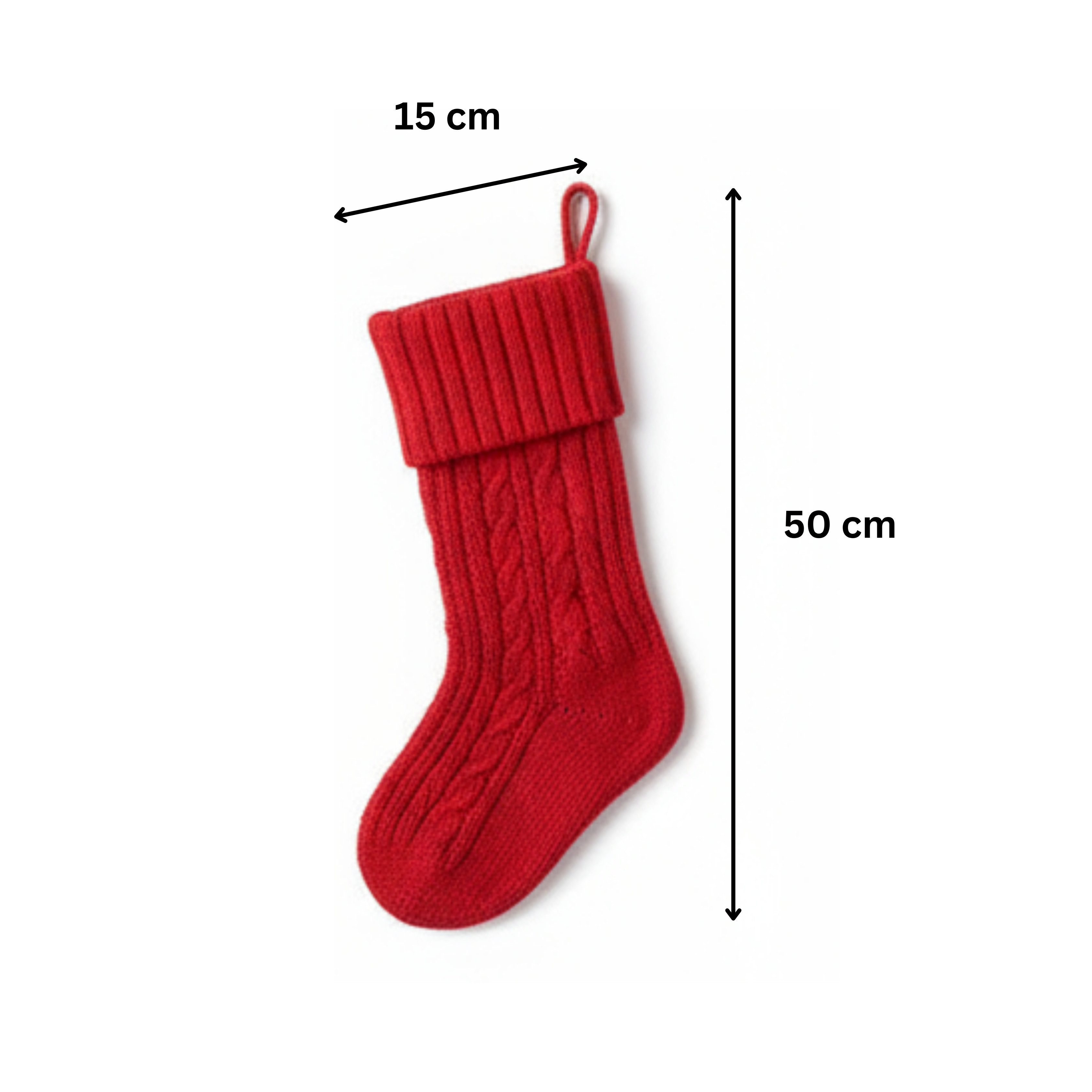 MaajeeKuto Dekohänger Weihnachtsstrumpf gestrickt 1 Stück 50cm-Deko Socken Weihnachten Rot (1 St)