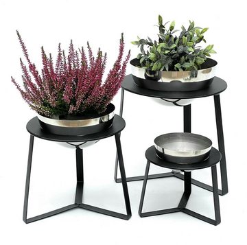 DanDiBo Blumenständer Blumenhocker Metall mit Topf Schwarz Silber Blumenständer 96091 3er Set Blumensäule Modern Pflanzenständer Pflanzenhocker