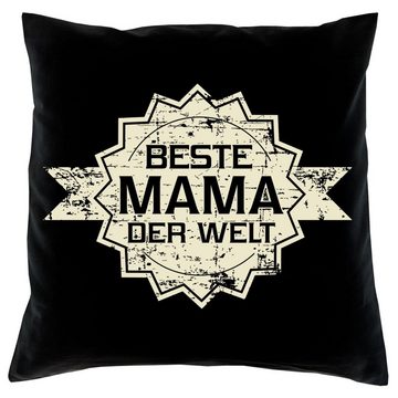 Soreso® Dekokissen Kissen-Set Bester Papa der Welt Stern Beste Mama der Welt Stern mit Urkunden, Weihnachtsgeschenk für Eltern