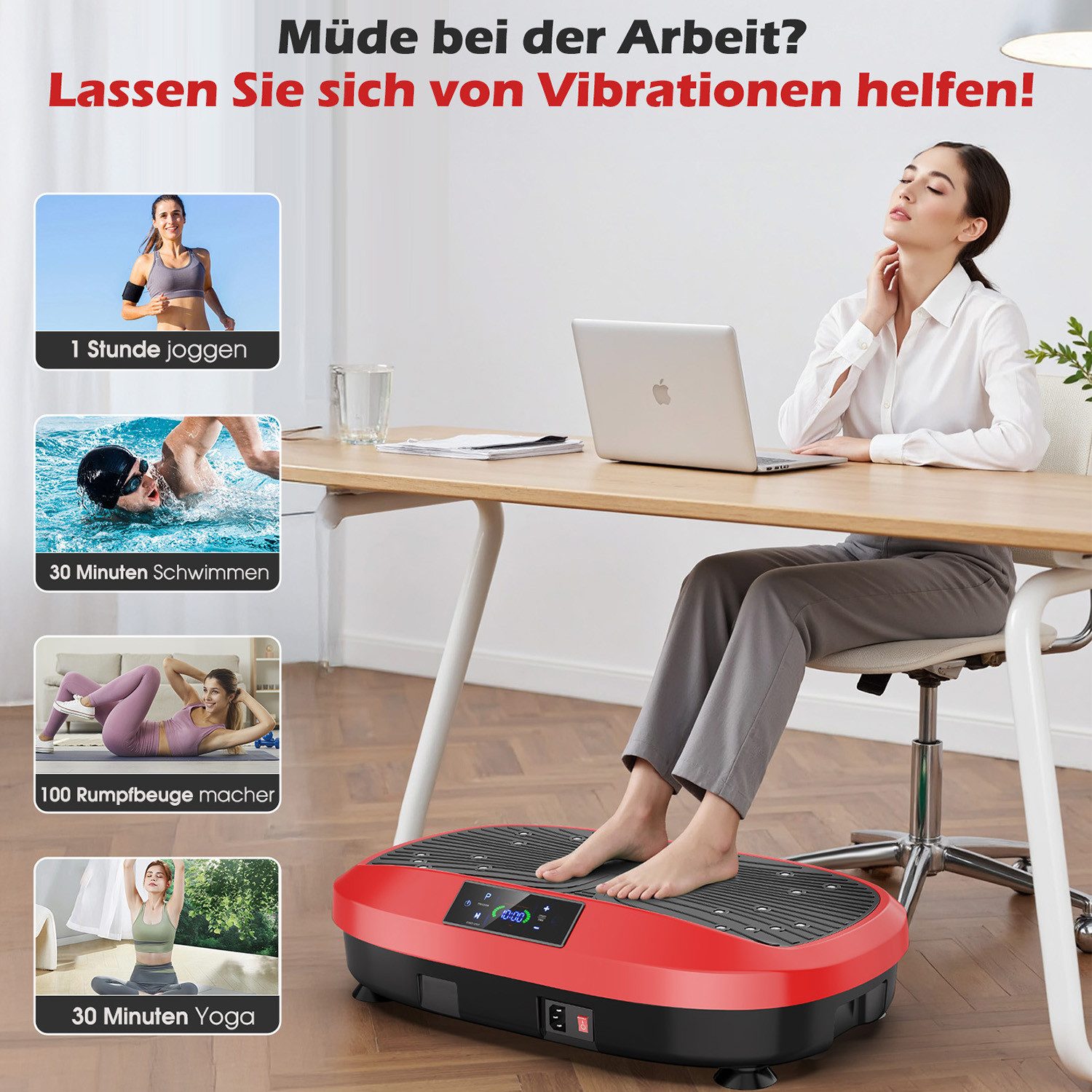 kehot Vibrationsplatte Vibrationsplatte für Ganzkörpertraining zu Hause, 200 W, 120 Intensitätsstufen, (Große Trainingsfläche für Fitness und Bewegung im Alltag – Bild 5 von 5