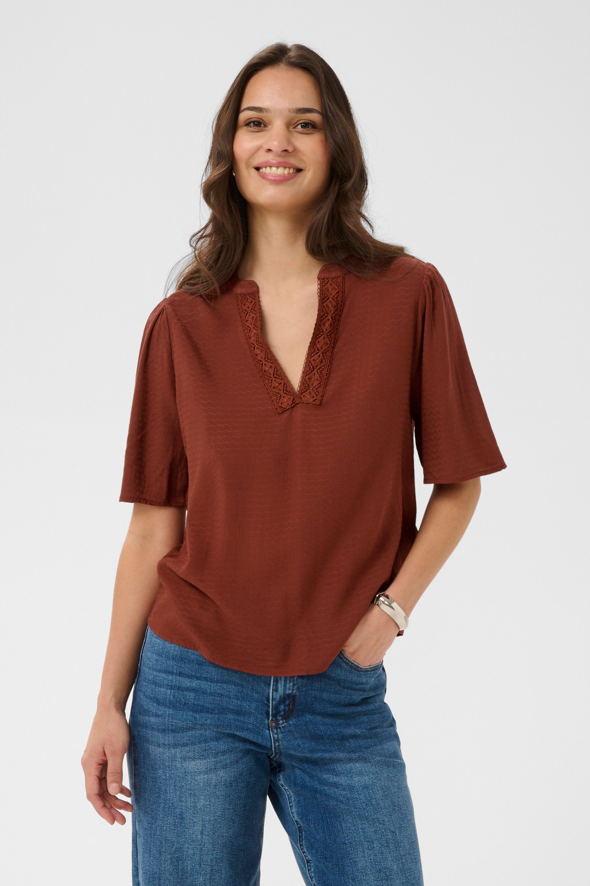 KAFFE Kurzarmbluse Kurzarm-Bluse KAgina