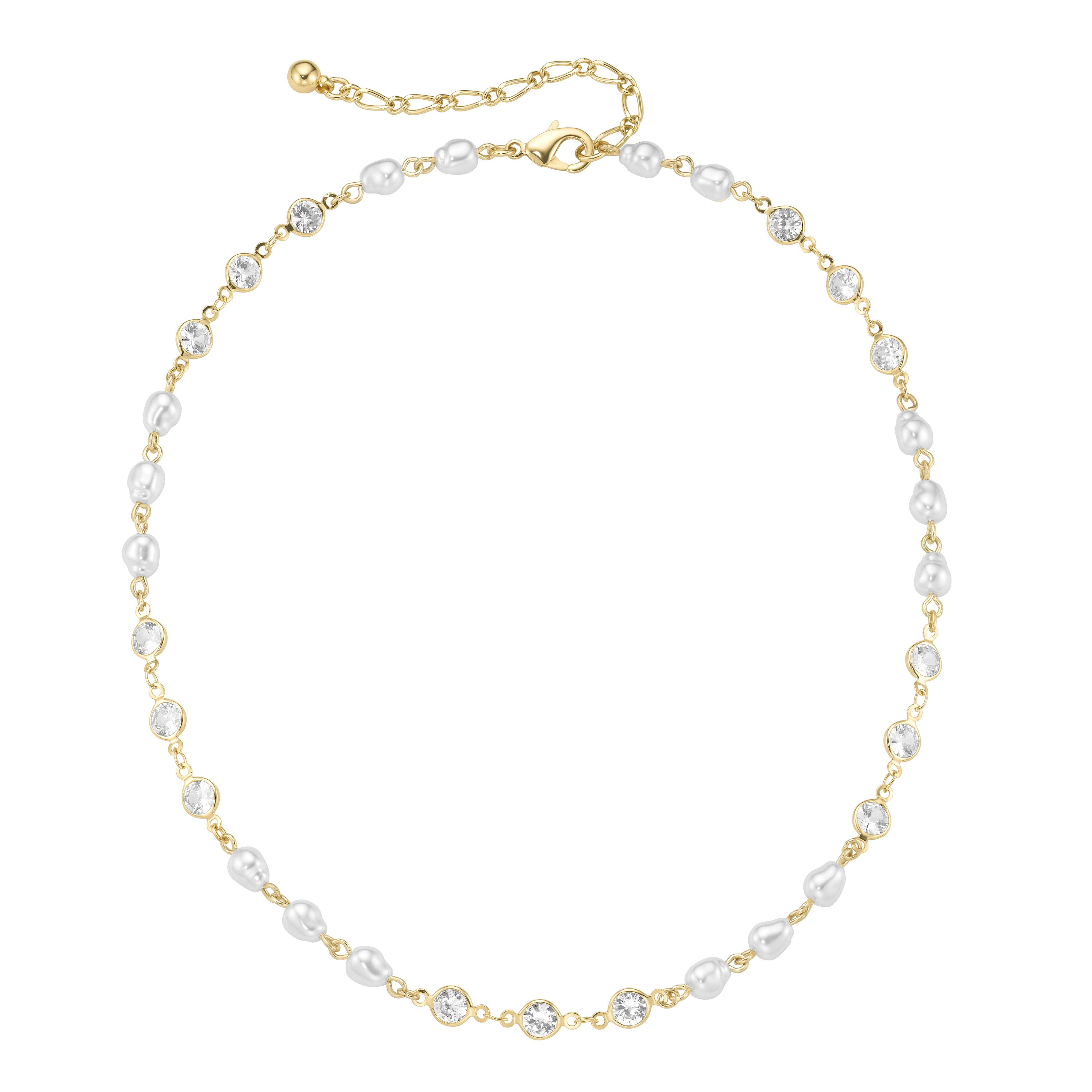 Firetti Collier Schmuck Geschenk Halsschmuck Halskette, mit Kristallstein - mit Kunststoffperle