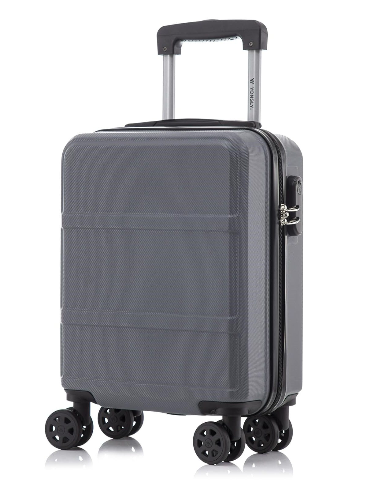 YONSLY Handgepäckkoffer Hartschalen-Reisekoffer Trolley Rollkoffer für Reisen von S bis XL, 4 Rollen, aus ABS und Aluminium, mit Zahlenschloss und weichem Gummigriff