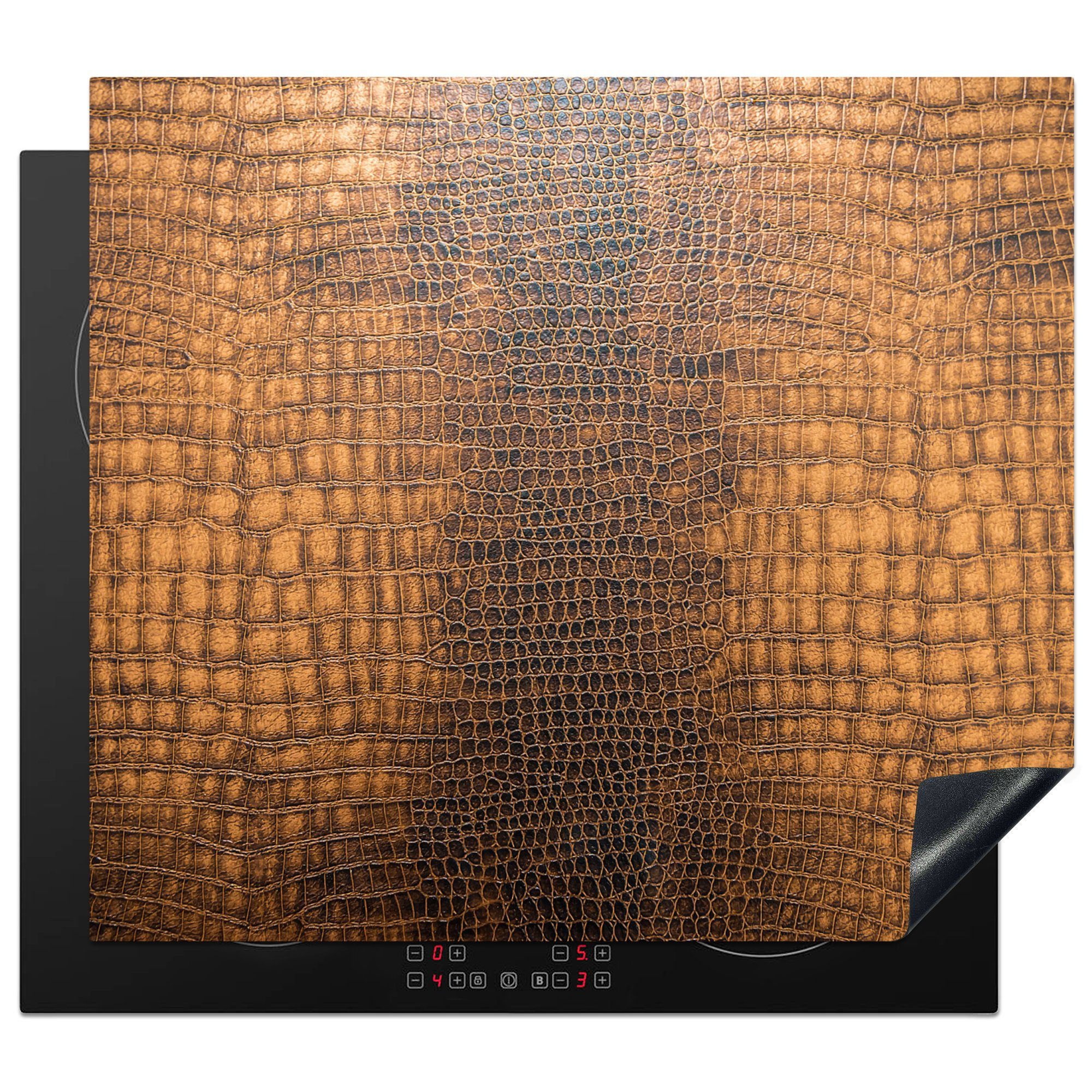 MuchoWow Herdblende-/Abdeckplatte Leder - Textur - Tierhaut, Vinyl, (1 tlg), 59x51 cm, Induktionsschutz, Induktionskochfeld, Ceranfeldabdeckung