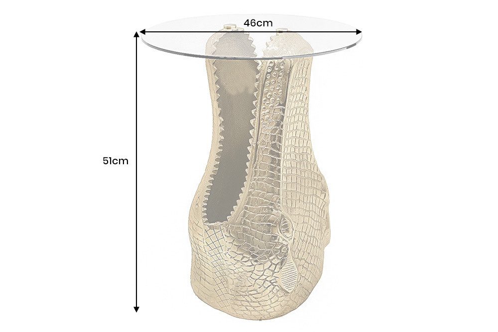 riess-ambiente Beistelltisch WILDLIFE CROCODILE 50cm gold - Glasplatte, Kro günstig online kaufen