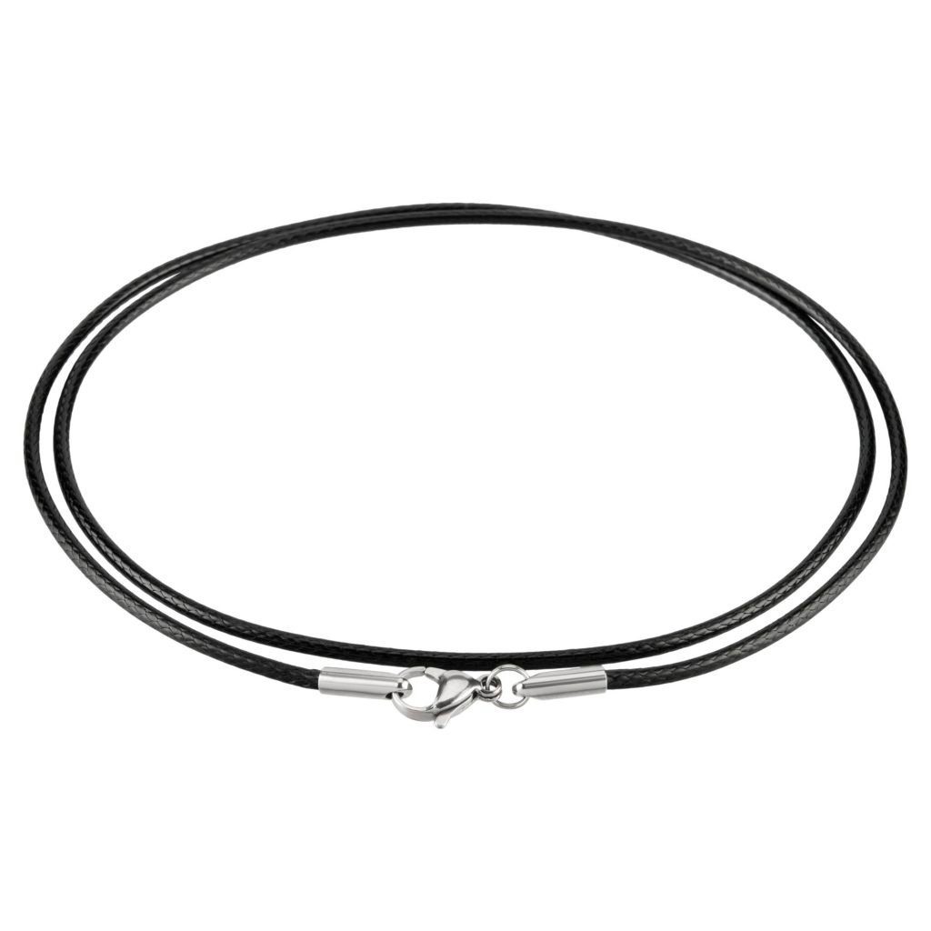 Auroris Kette ohne Anhänger aus Lederimitat Dicke 2mm schwarz mit Edelstahl günstig online kaufen