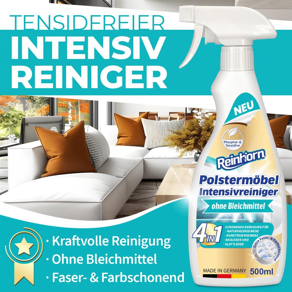 Reinhorn Polsterreiniger Teppich Reiniger Molekularbrecher Textilreiniger Polsterreiniger (Molekularbrecher ohne Wiederverschmutzung durch Tensidfreie Formel)