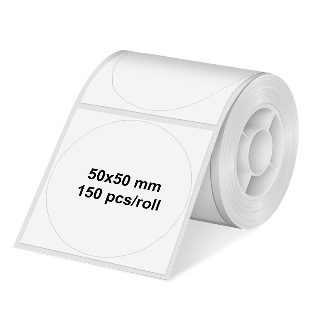 Olympia Etikettenrolle Label rund für PM220, Rund, 50 × 50 mm, wasserfest, abriebfest, 150 Etiketten
