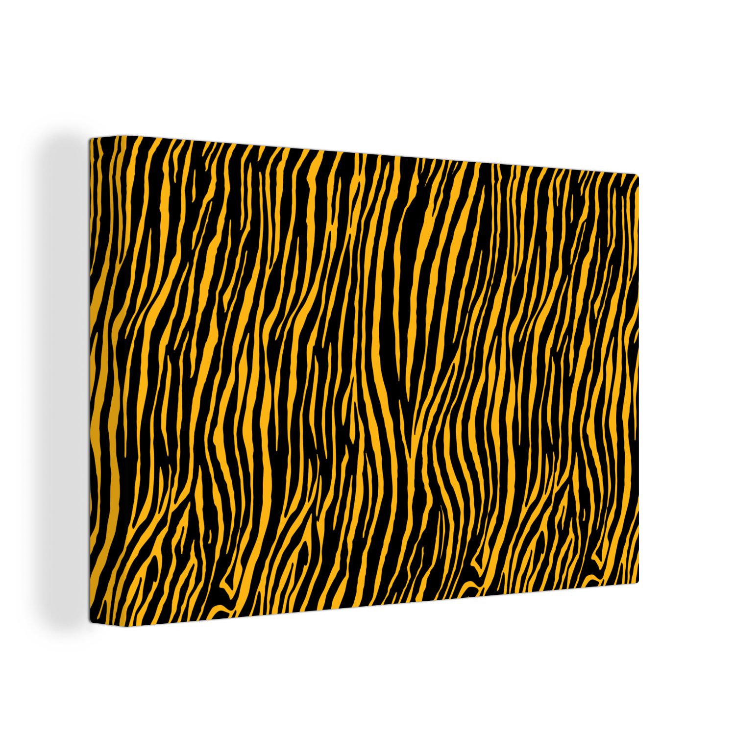 OneMillionCanvasses® Leinwandbild Tigerdruck - Tiere - Orange, (1 St), Wandbild Leinwandbilder, Aufhängefertig, Wanddeko, 30x20 cm