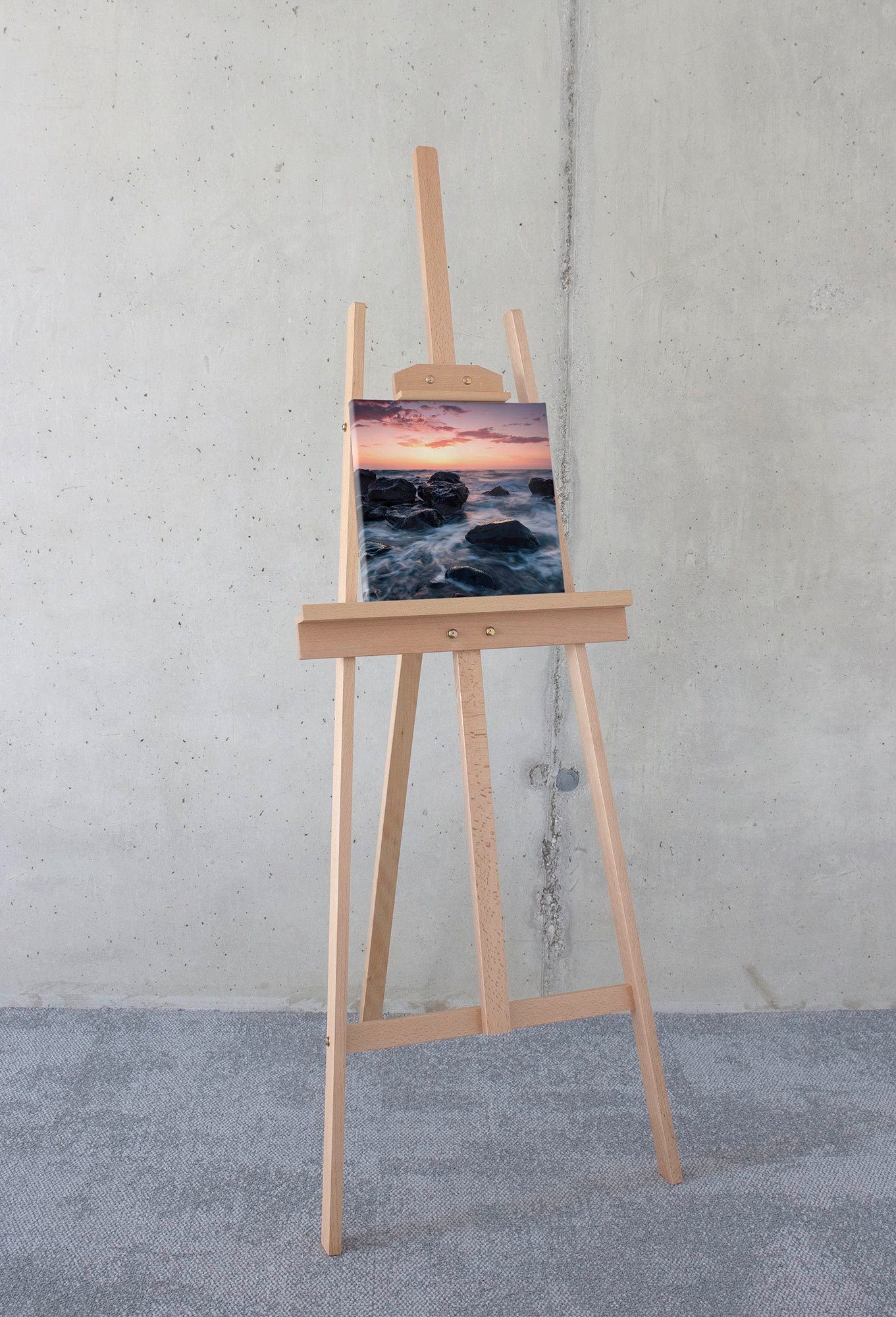 Komar Leinwandbild Calm Current - Größe 30 x 30 cm, Baum, Berge, Blumen, Blätter, Foto, Jahreszeiten, Landschaft, Meer, Natur, Palmen, Strand (Packung, 1 St), Keilrahmenbild mi Echtholzrahmen