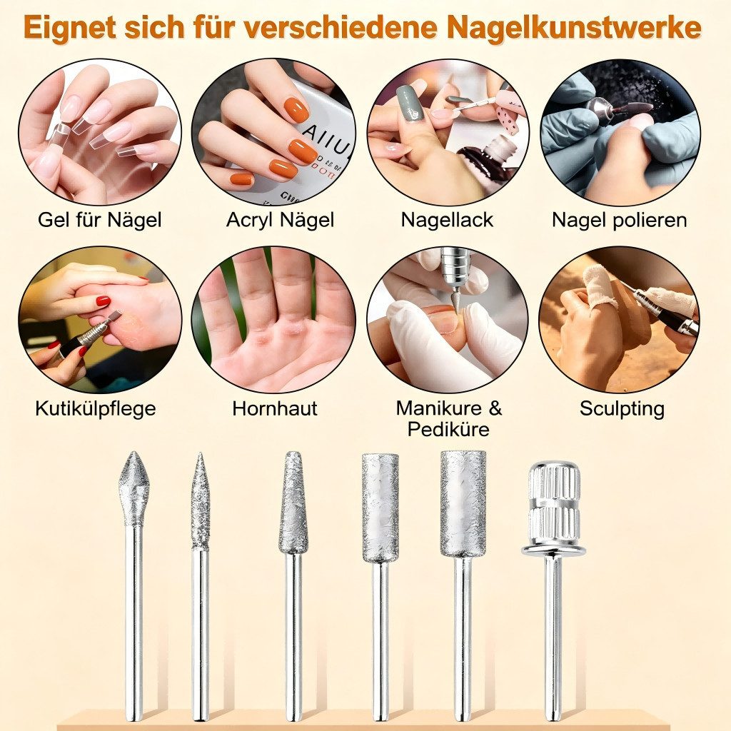 Toomoke Maniküre-Pediküre-Set Profi Nagelfräser Elektrisch 35000 U/min, Nagelfeile für Gelnägel Acryl UV Gel Maniküre Pediküre, mit Fußpedal & Fräseraufsätzen – Bild 4 von 5