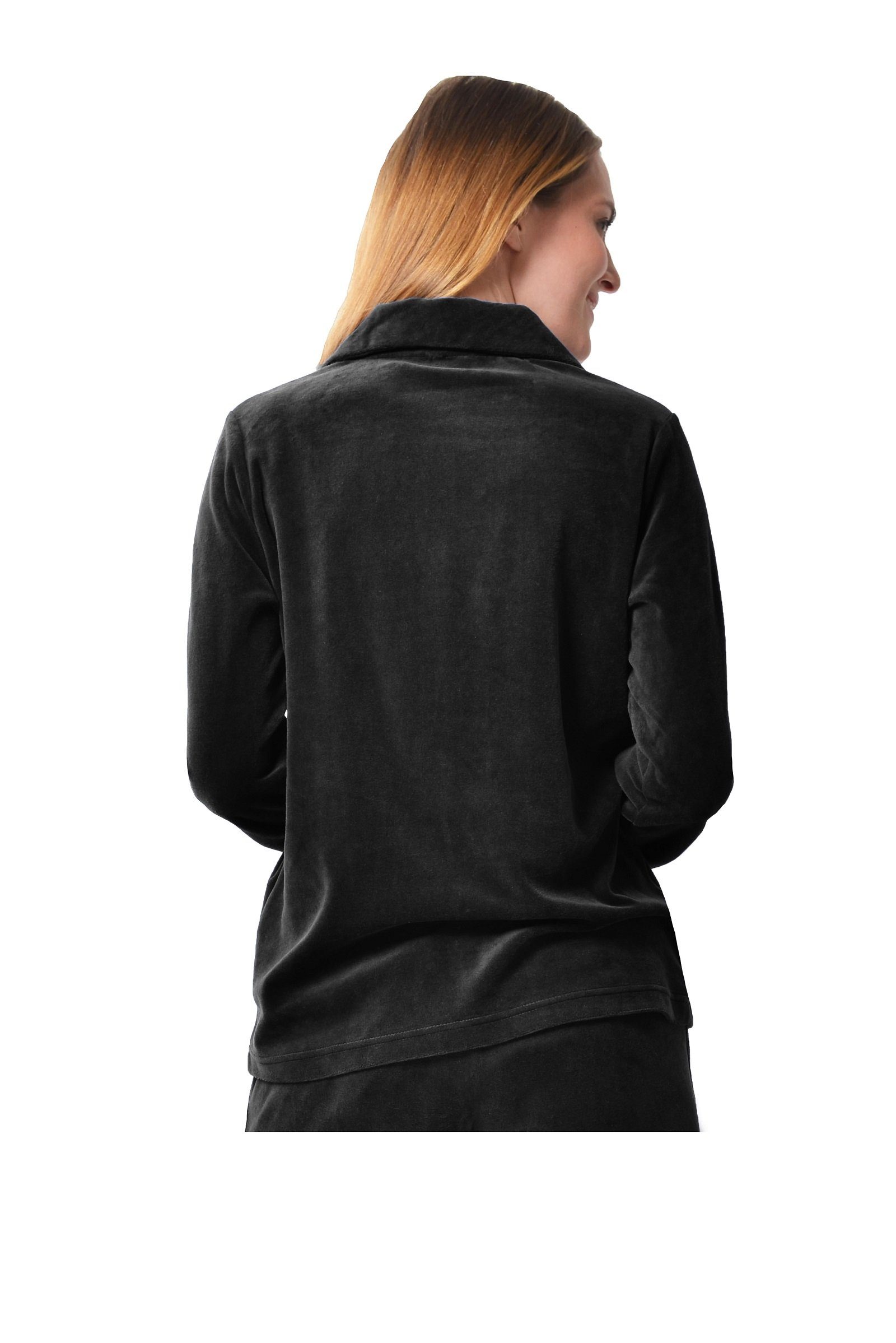 Damen Jacken RAIKOU Blusenjacke Eleganten Homewear Freizeitjacke Hausjacke Blues Mit Reißverschluss (80% Baumwolle smartweiche N