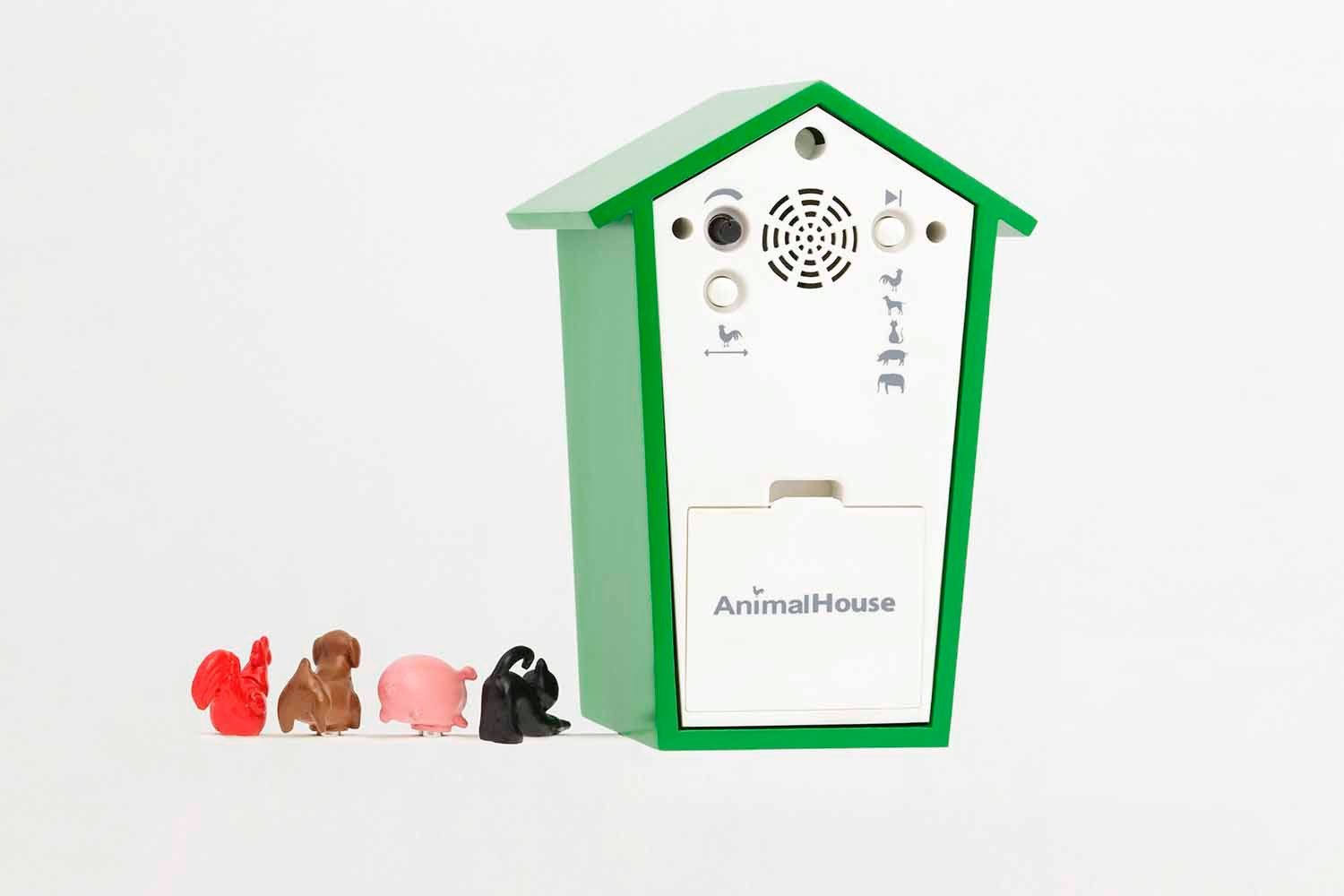 KOOKOO Tischuhr AnimalHouse mit 5 bunten Magnettierchen und 1 Metallstäbchen