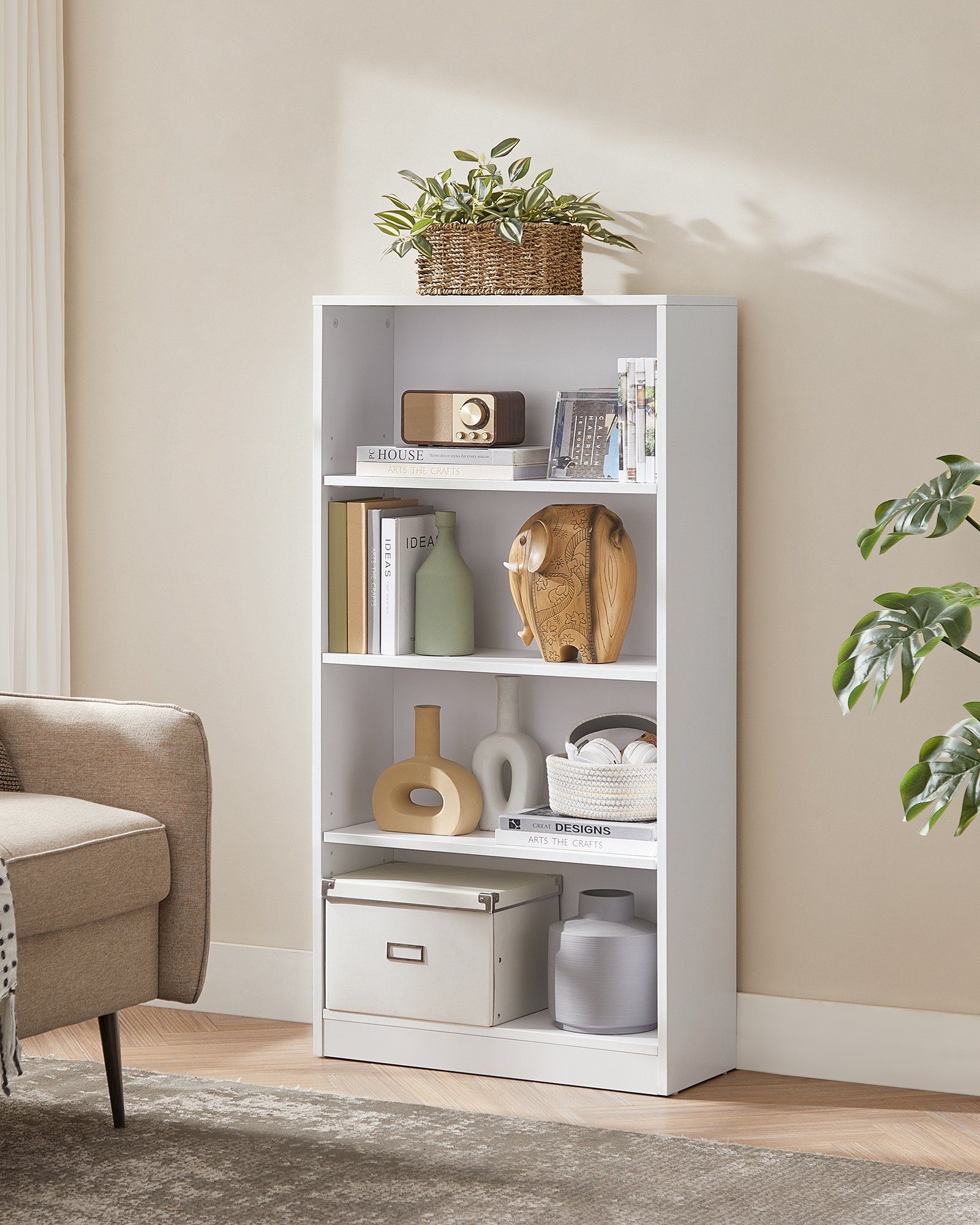 VASAGLE Bücherregal Standregal, Raumteilerregal, Höhe 93-121,5cm günstig online kaufen