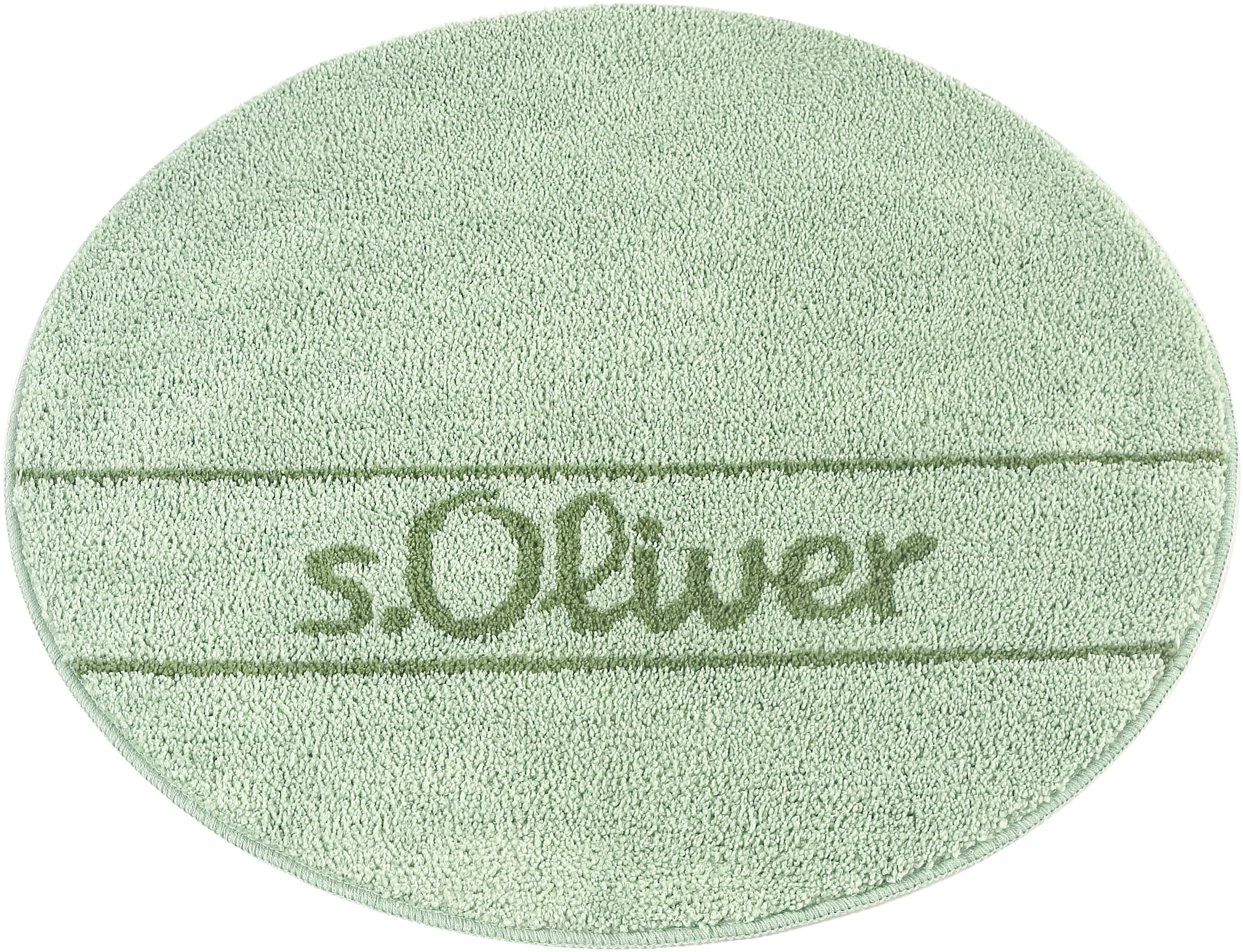 s.Oliver Badematte Allie, Badvorleger, Badezimmer Teppich, Duschvorleger, Höhe 10 mm, rutschhemmend beschichtet, schnell trocknend, strapazierfähig, Polyester, rund, Badteppich, weiche Haptik, unifarben mit s.Oliver Schriftzug