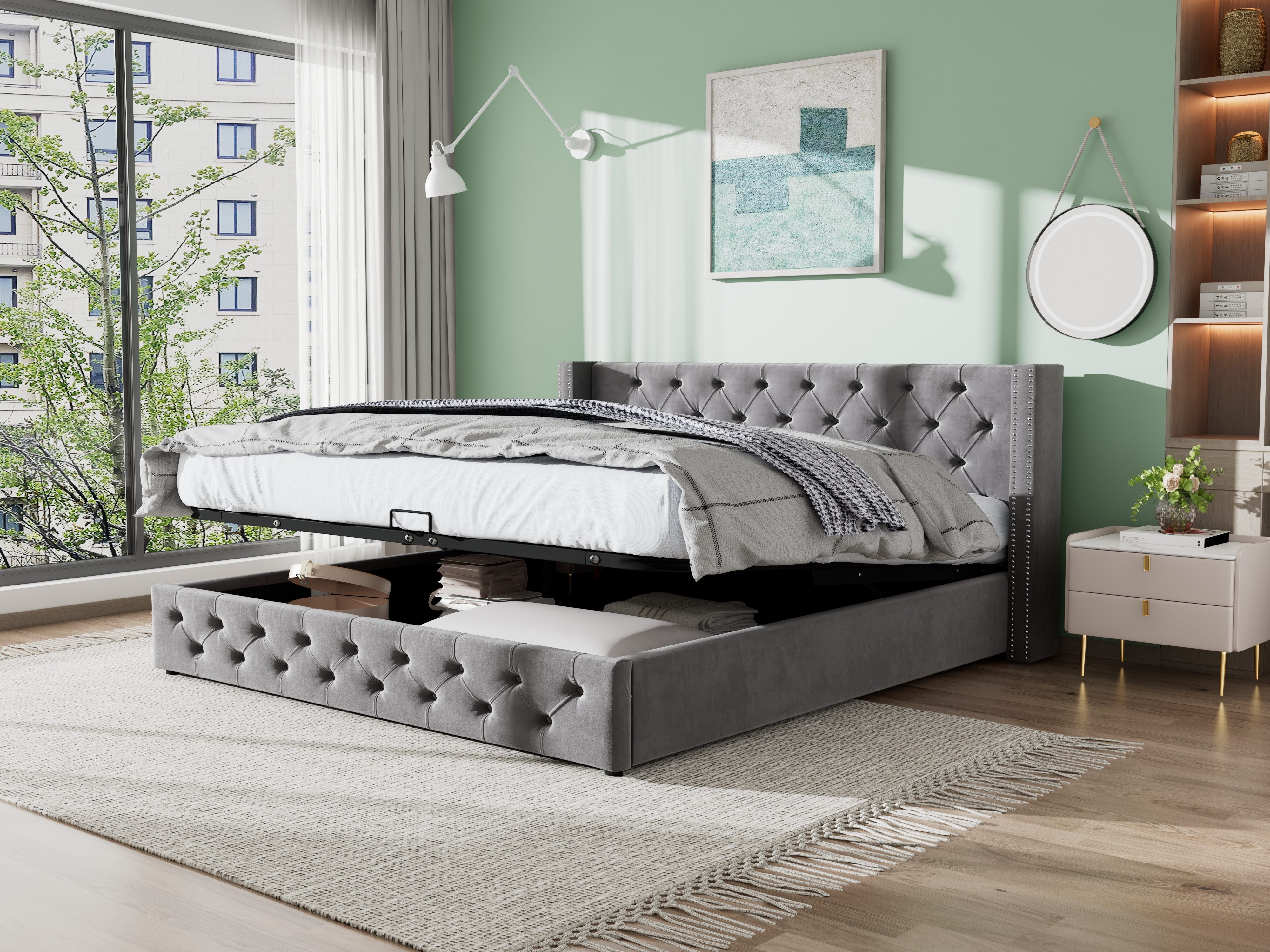 STILVORA Polsterbett Doppelbett 160×200 mit Stauraum,Hydraulisches günstig online kaufen