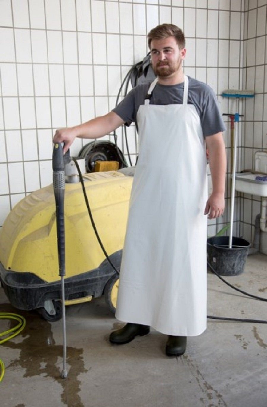 Kerbl Umhängeschürze Melkschürze und Waschschürze weiß Lang 120cm – Bild 4 von 4