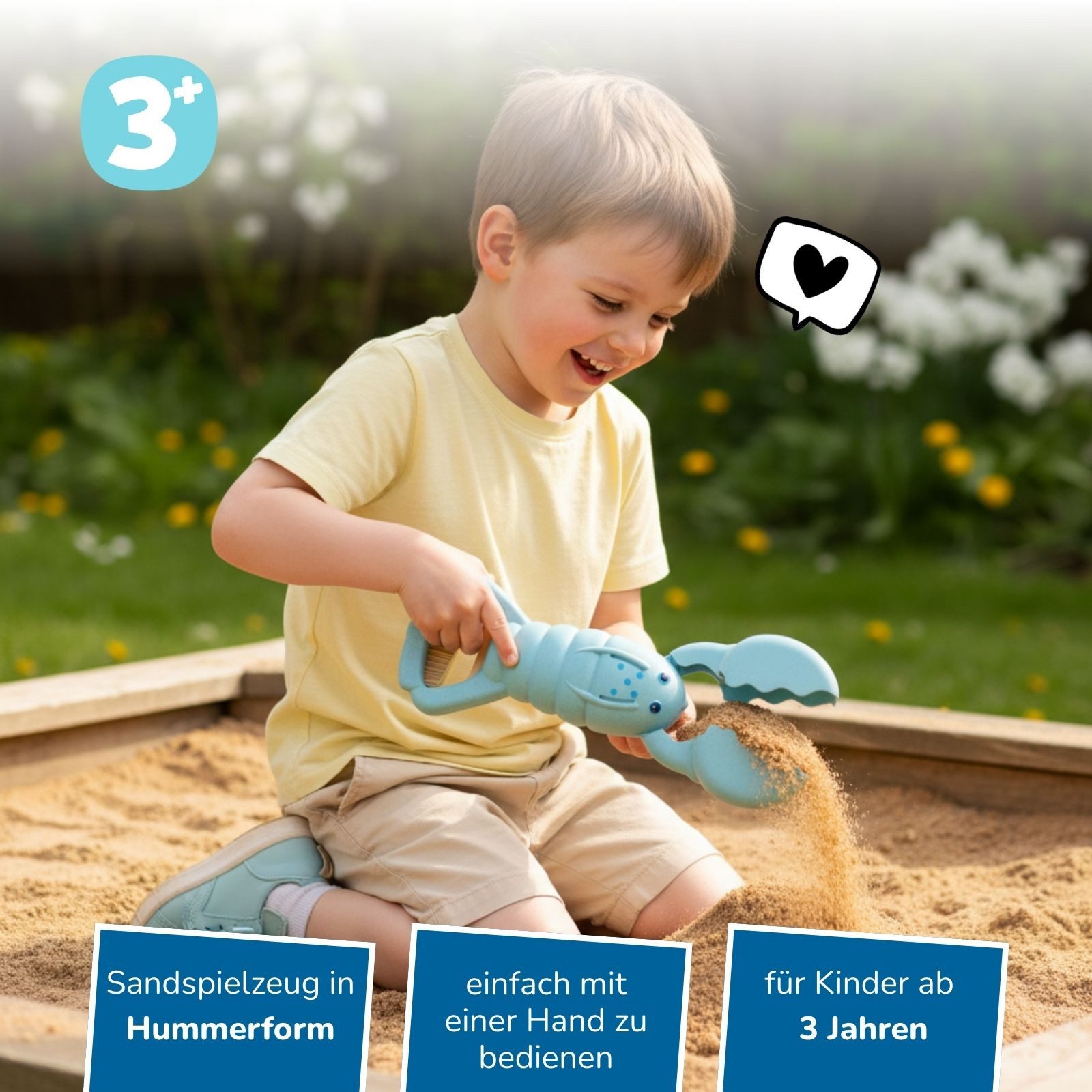 alldoro Sandform-Set Sandgreifer Hummer hellblau - Sandspielzeug für Kinder ab 3 Jahren, Tierisches Outdoor-Spielzeug für Sandkasten, Spielplatz & Strand