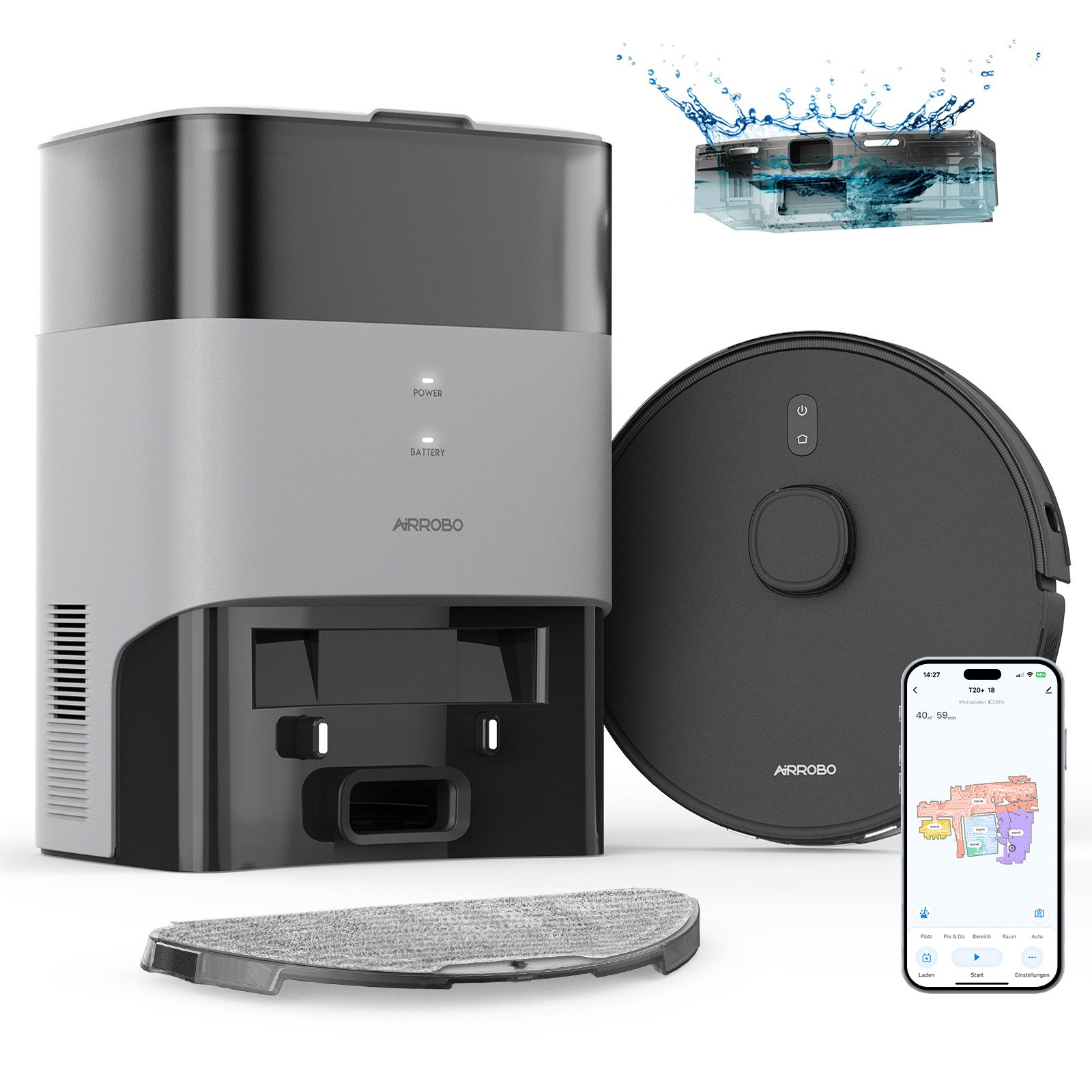 Saugroboter Saugroboter mit Wischfunktion WLAN Staubsauger Roboter, T20+