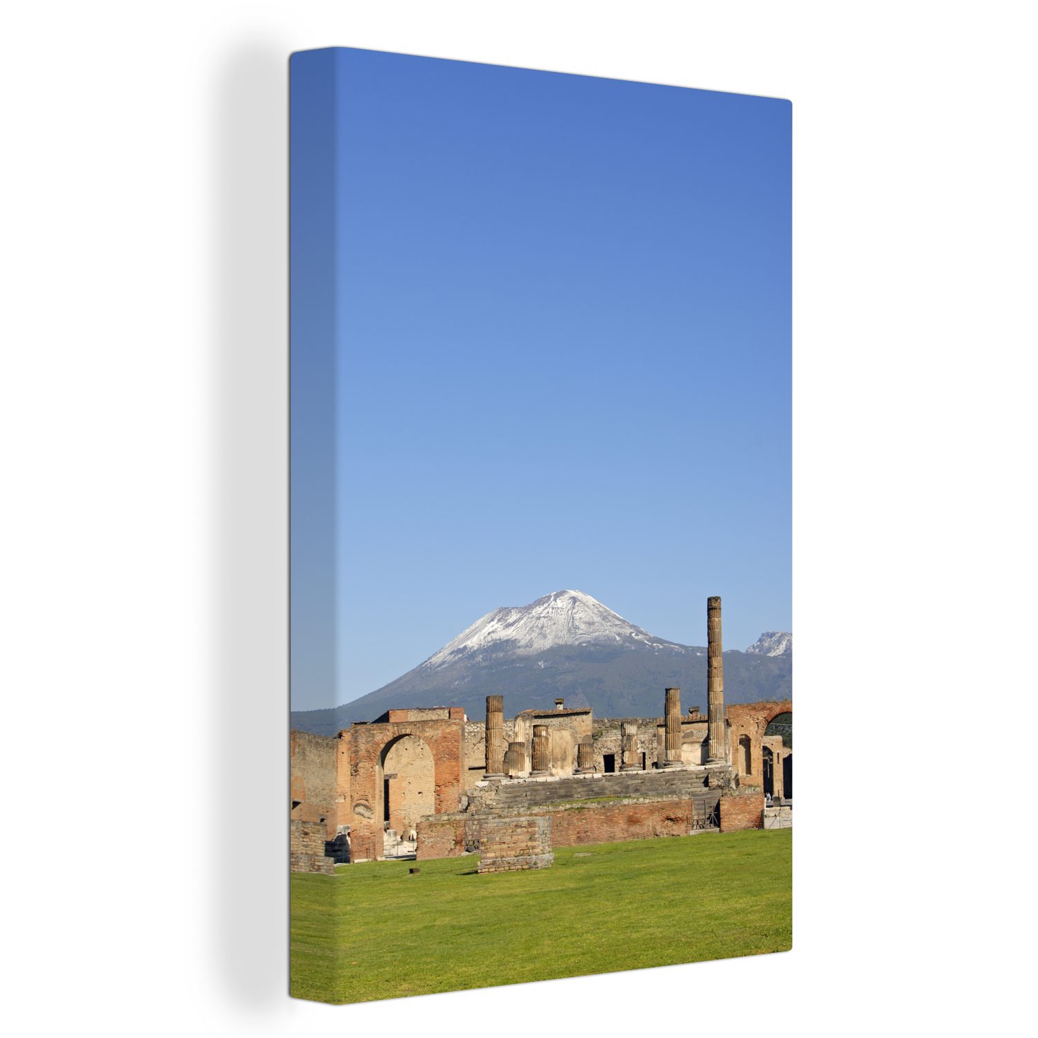 OneMillionCanvasses® Leinwandbild Ruinen von Pompeji und Vesuv an einem sonnigen Tag in Italien, (1 St), Leinwandbild fertig bespannt inkl. Zackenaufhänger, Gemälde, 20x30 cm