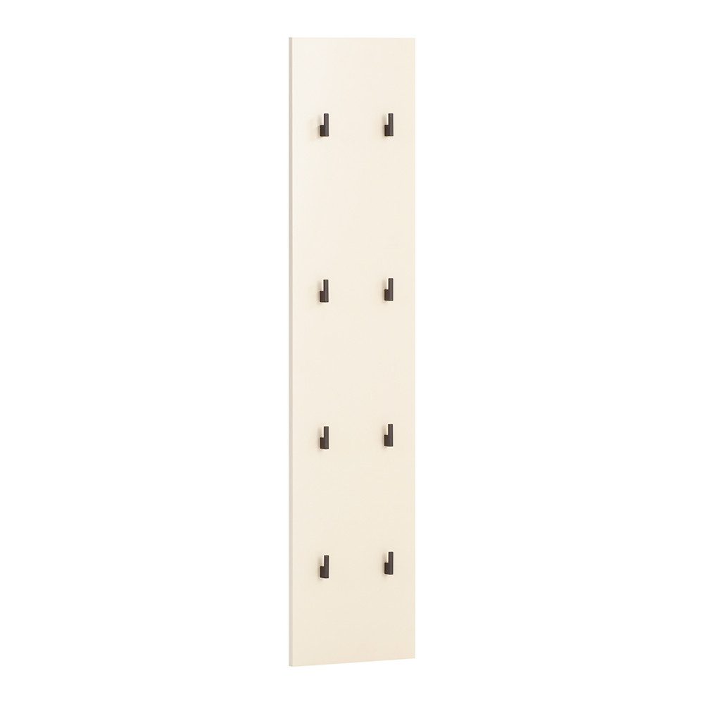 Lomadox Garderobenpaneel LORCA-80, creme beige 8 Kleiderhaken Metall schwarz 24,5x109x2,6 cm